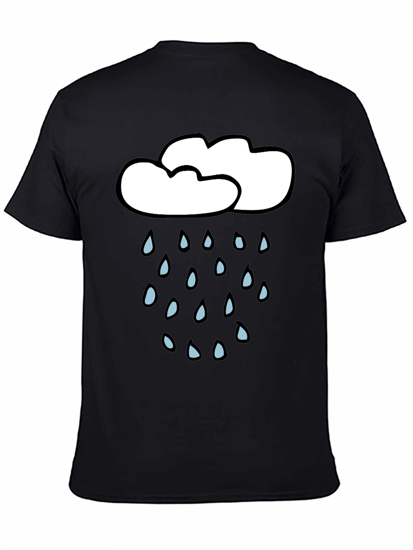 Rainy Day Black T-Shirt - Cloud Graphic