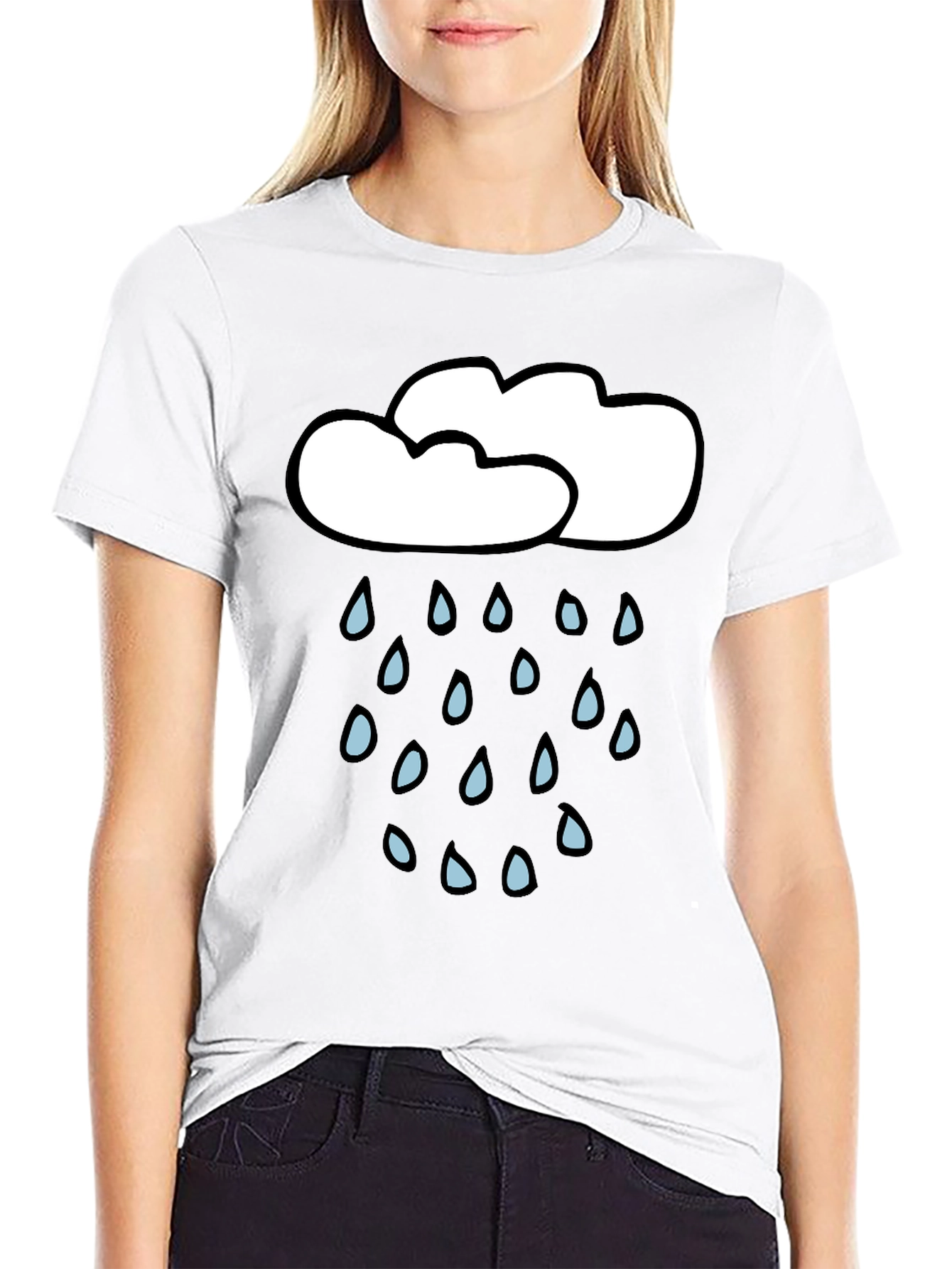 Rainy Day Black T-Shirt - Cloud Graphic