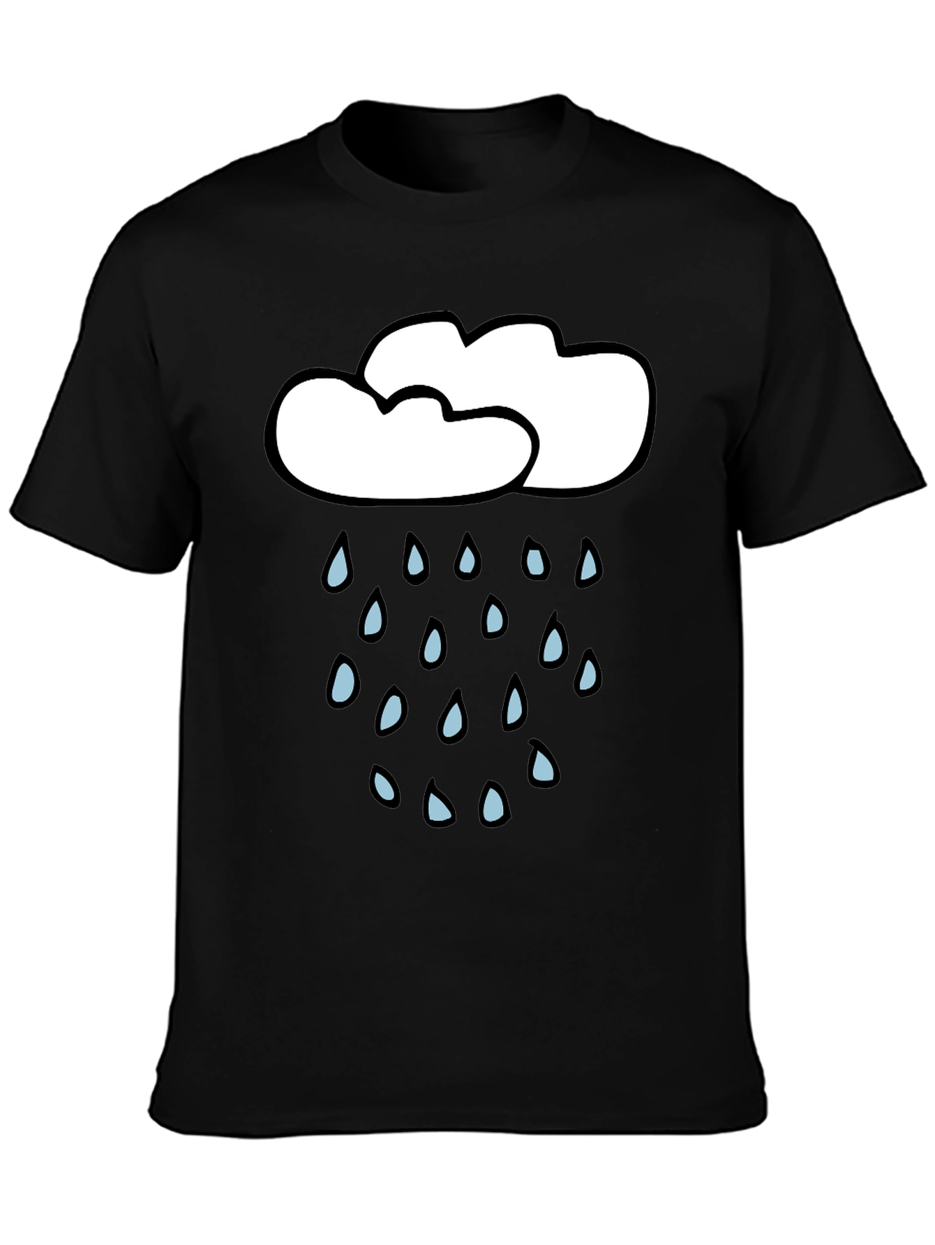 Rainy Day Black T-Shirt - Cloud Graphic