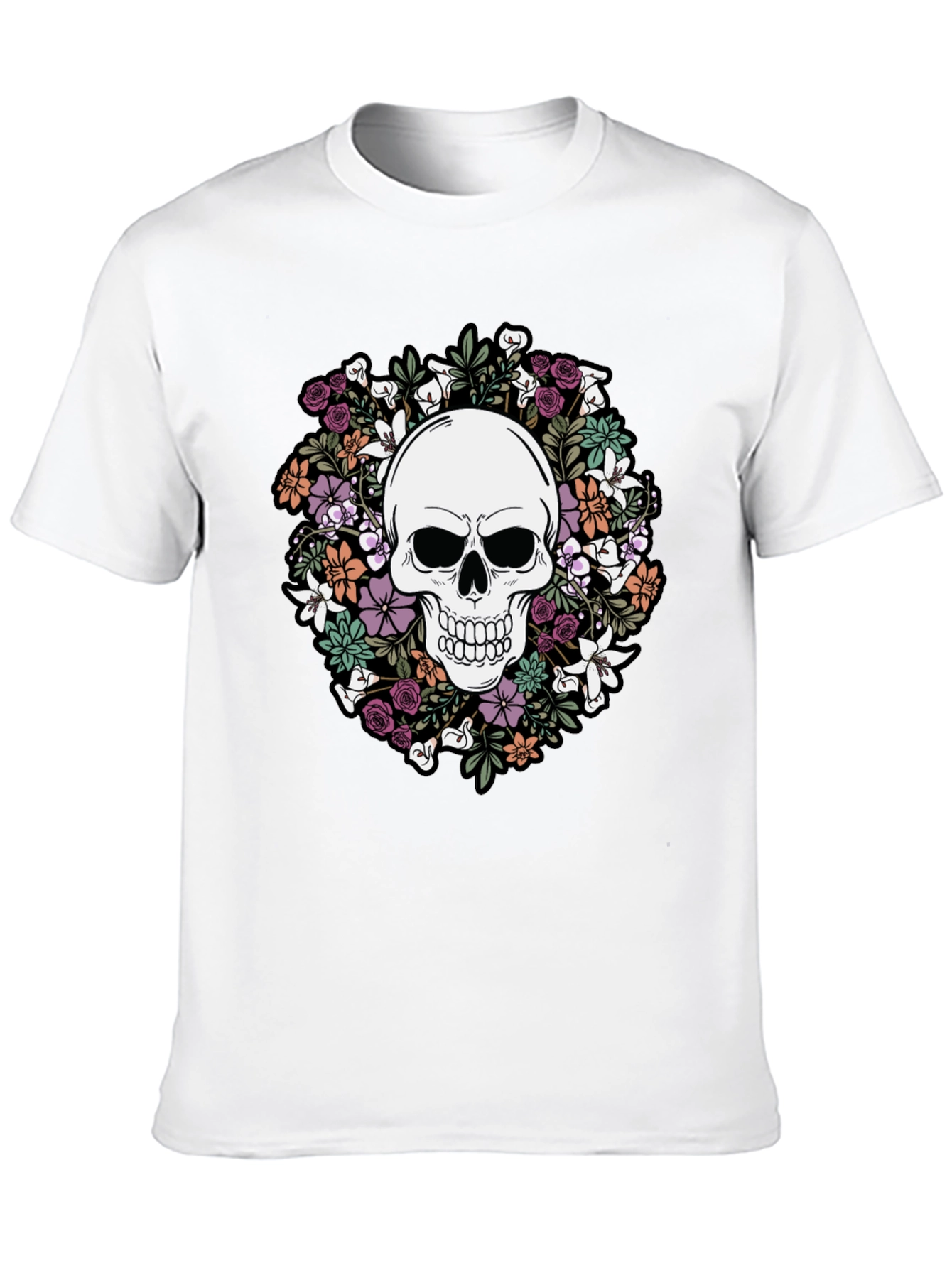 Floral Skull Graphic T-Shirt