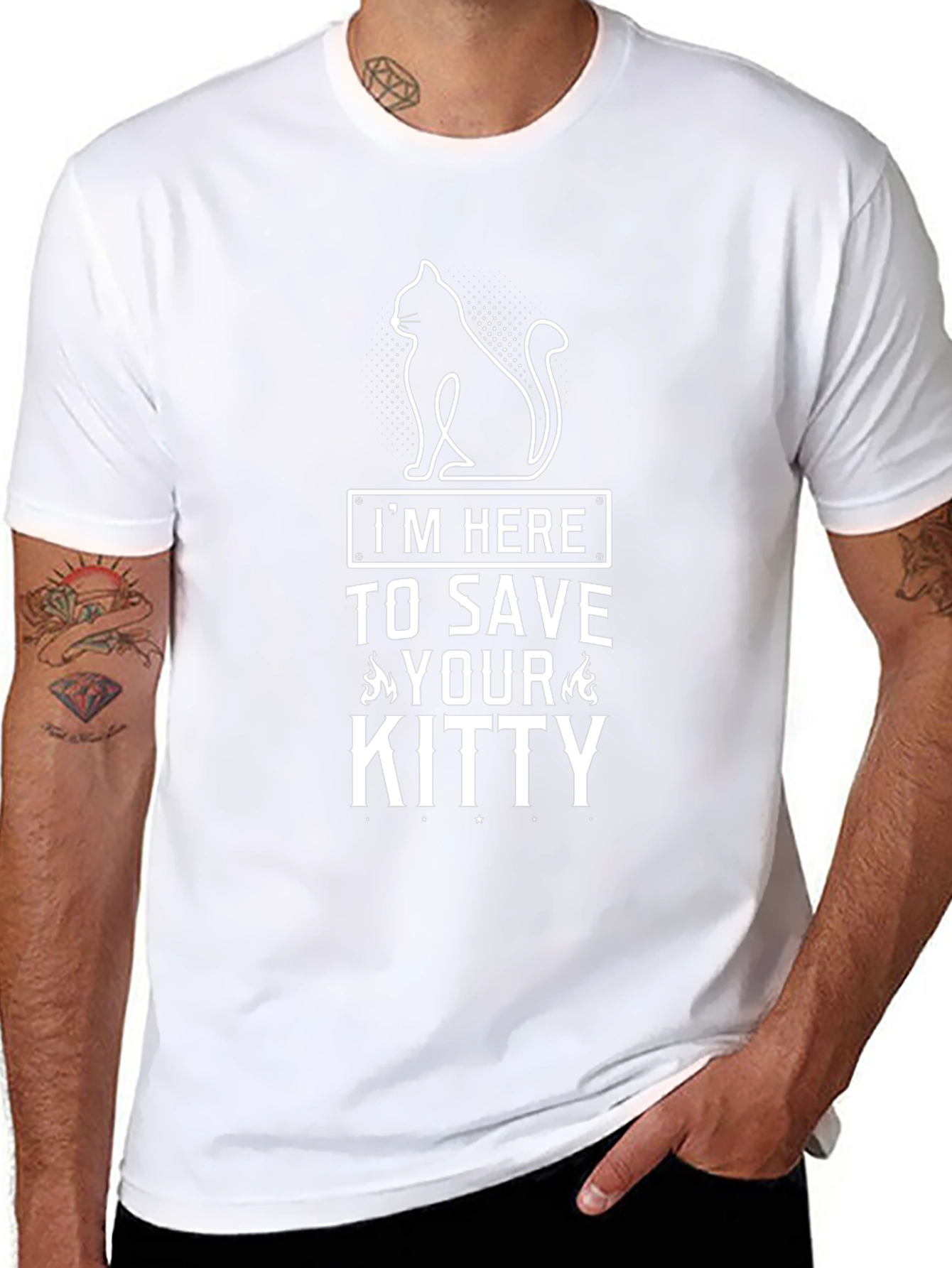 Im Here To Save Your Kitty Black T-Shirt