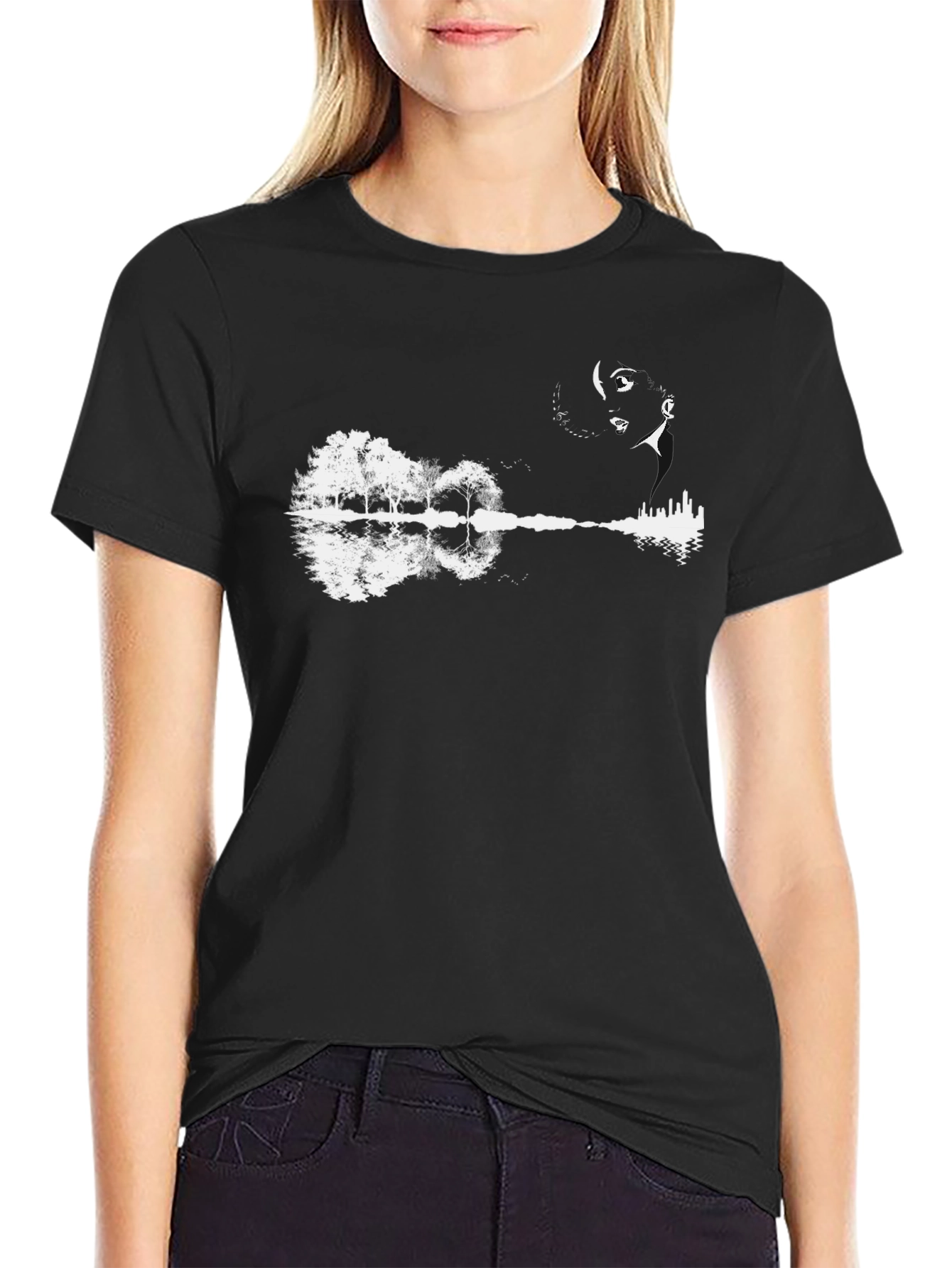 Nature & Music T-Shirt - Black Cotton Tee