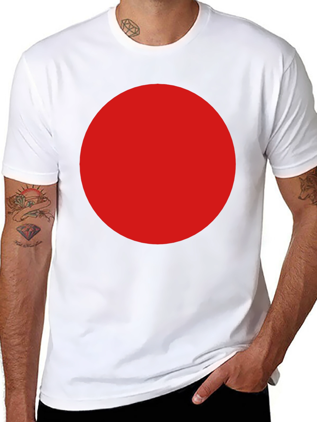 Mens Black T-Shirt with Large Red Circle Design