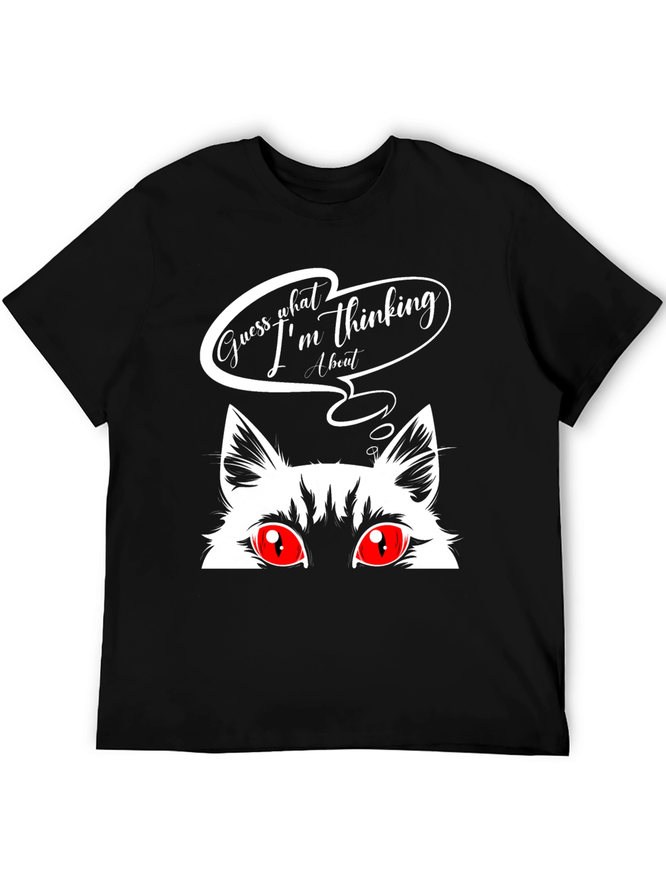 Guess What Cat Graphic Tee - Black