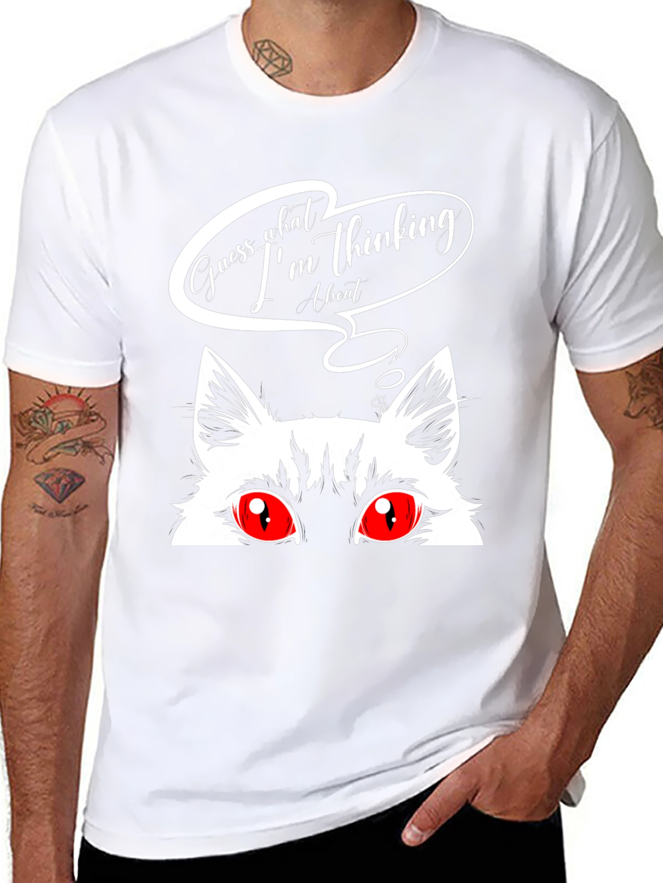 Guess What Cat Graphic Tee - Black