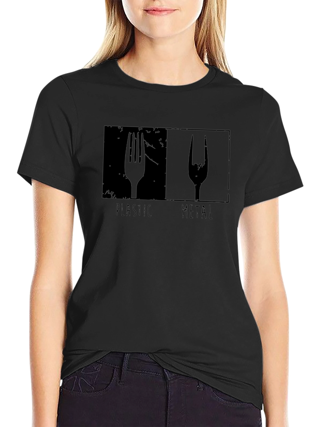 Plastic vs Metal Graphic T-Shirt