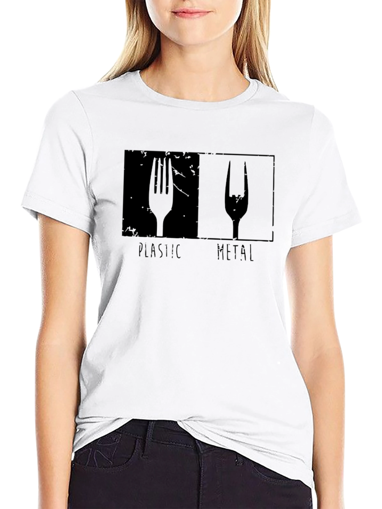 Plastic vs Metal Graphic T-Shirt