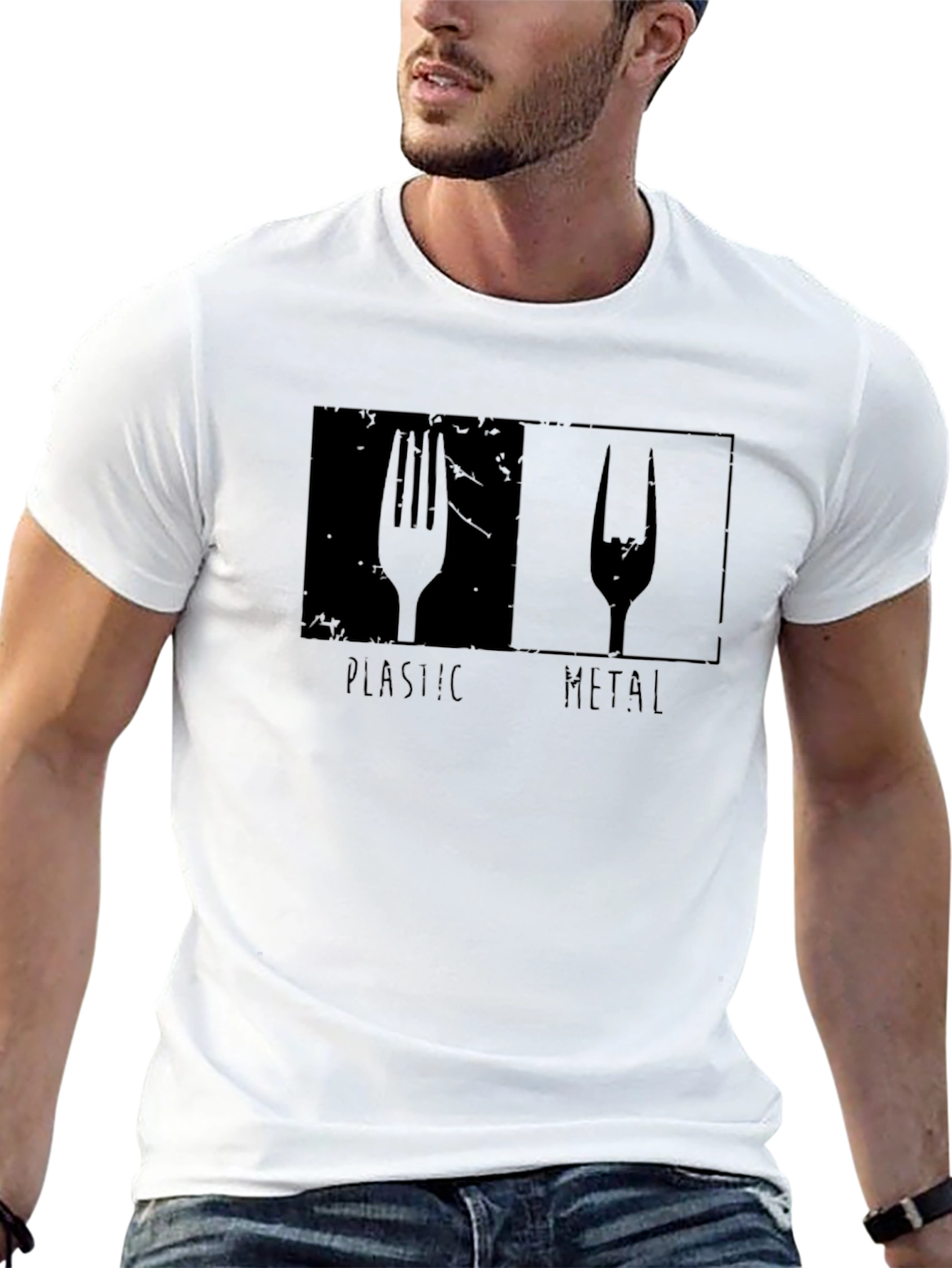 Plastic vs Metal Graphic T-Shirt