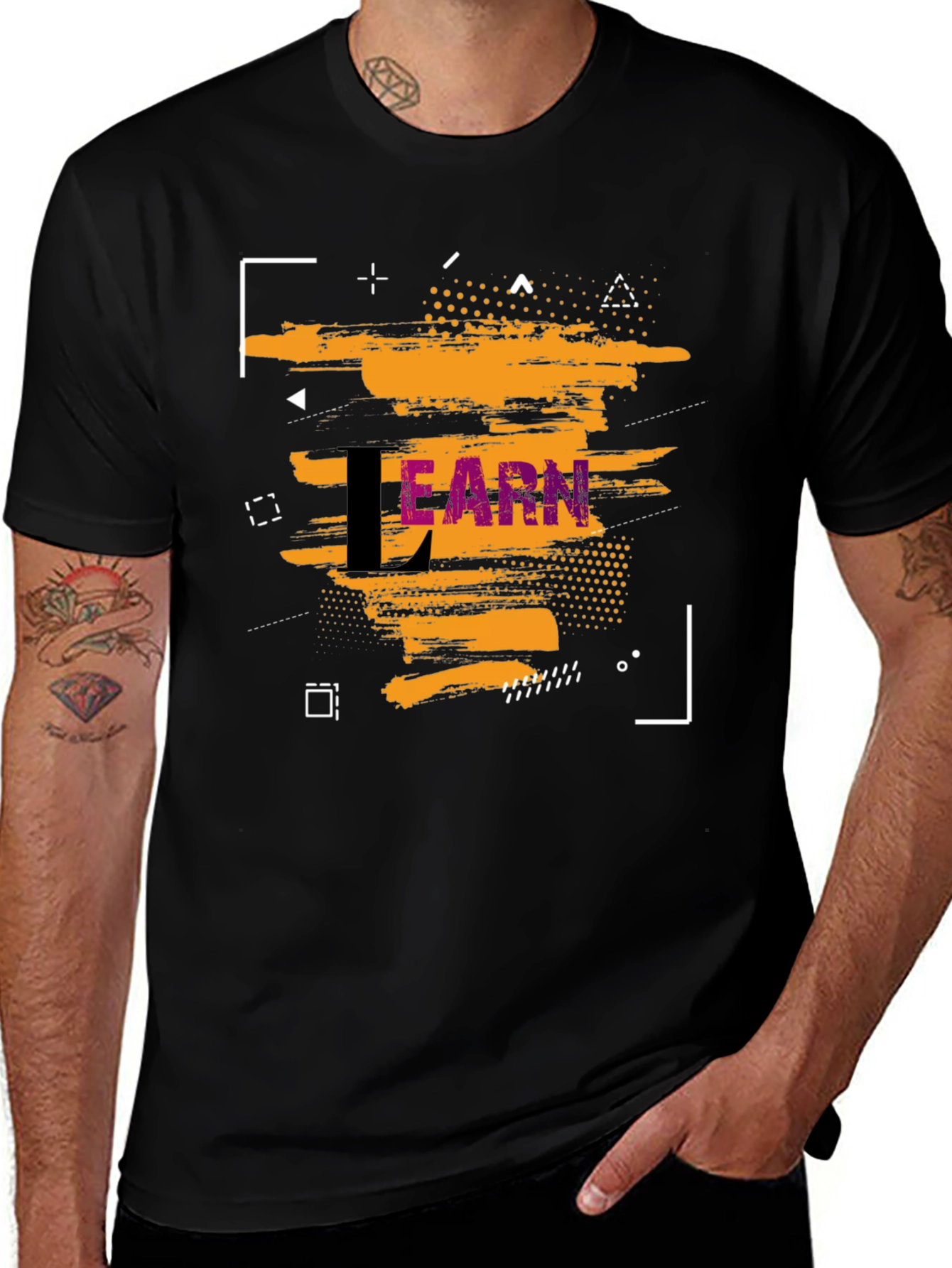 Stylish Learn Graphic Black T-Shirt