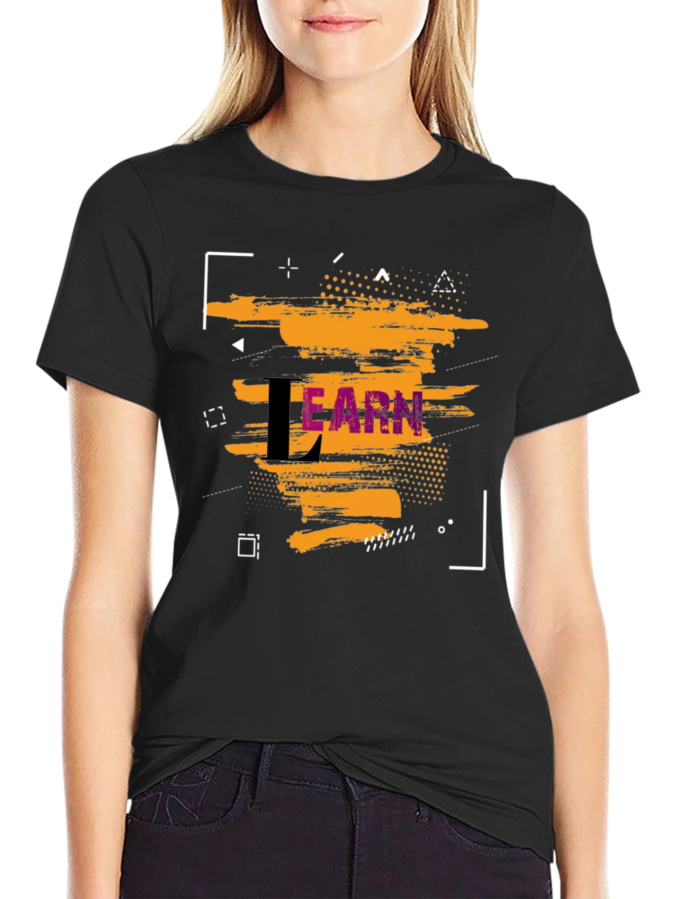 Stylish Learn Graphic Black T-Shirt