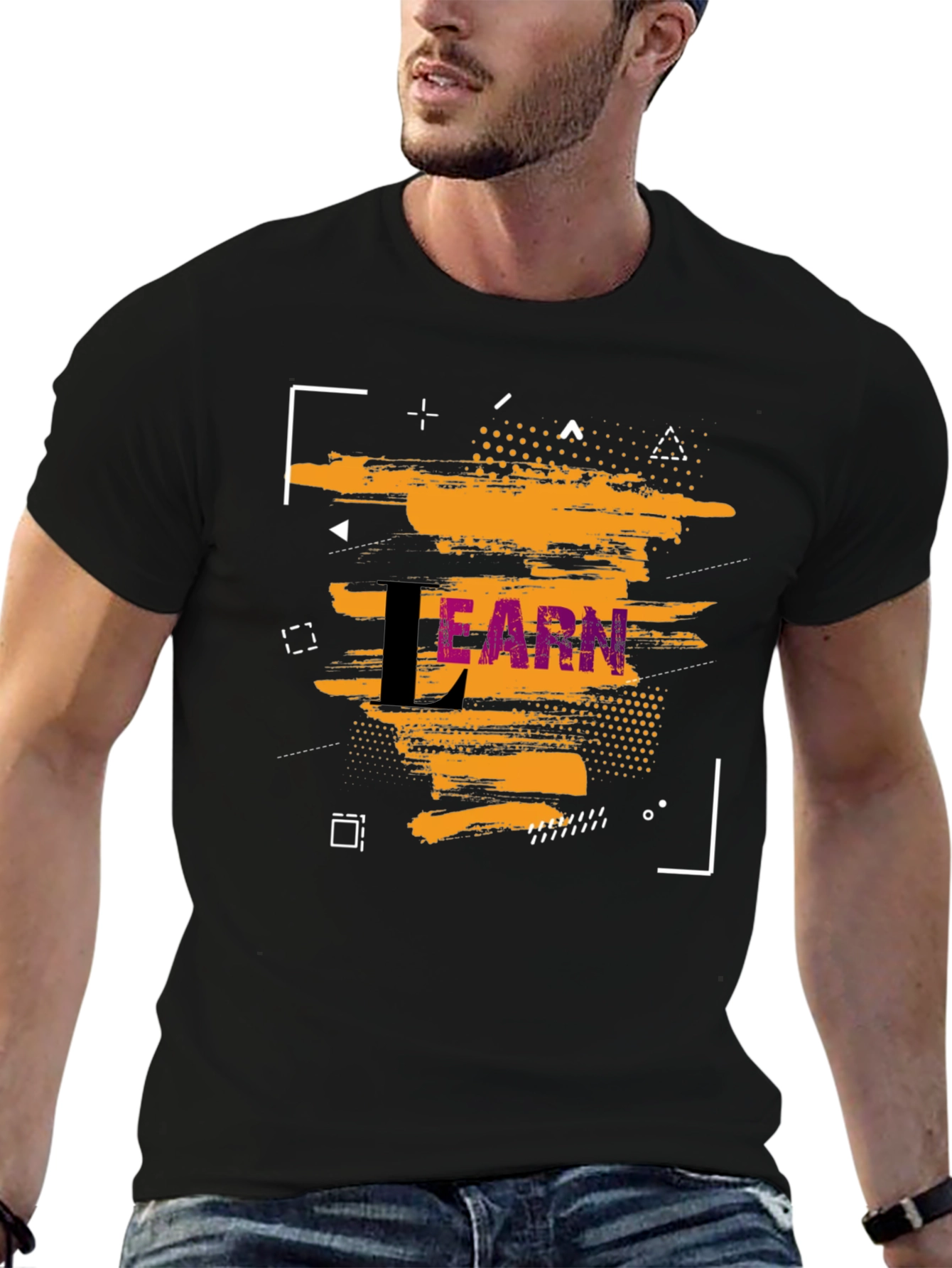 Stylish Learn Graphic Black T-Shirt