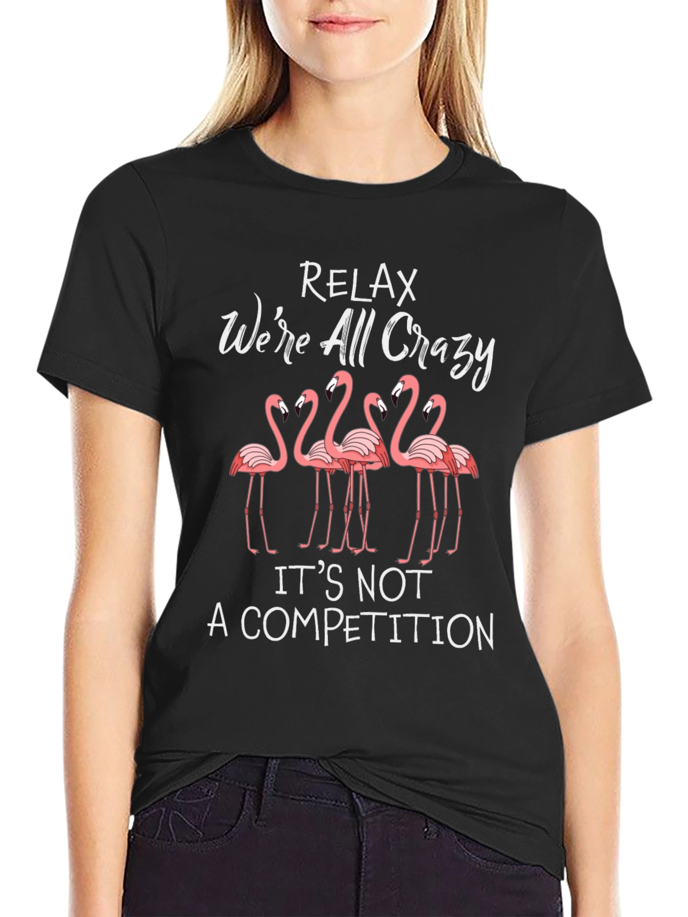 Relax Crazy Flamingo T-Shirt - Funny Animal Graphic Tee