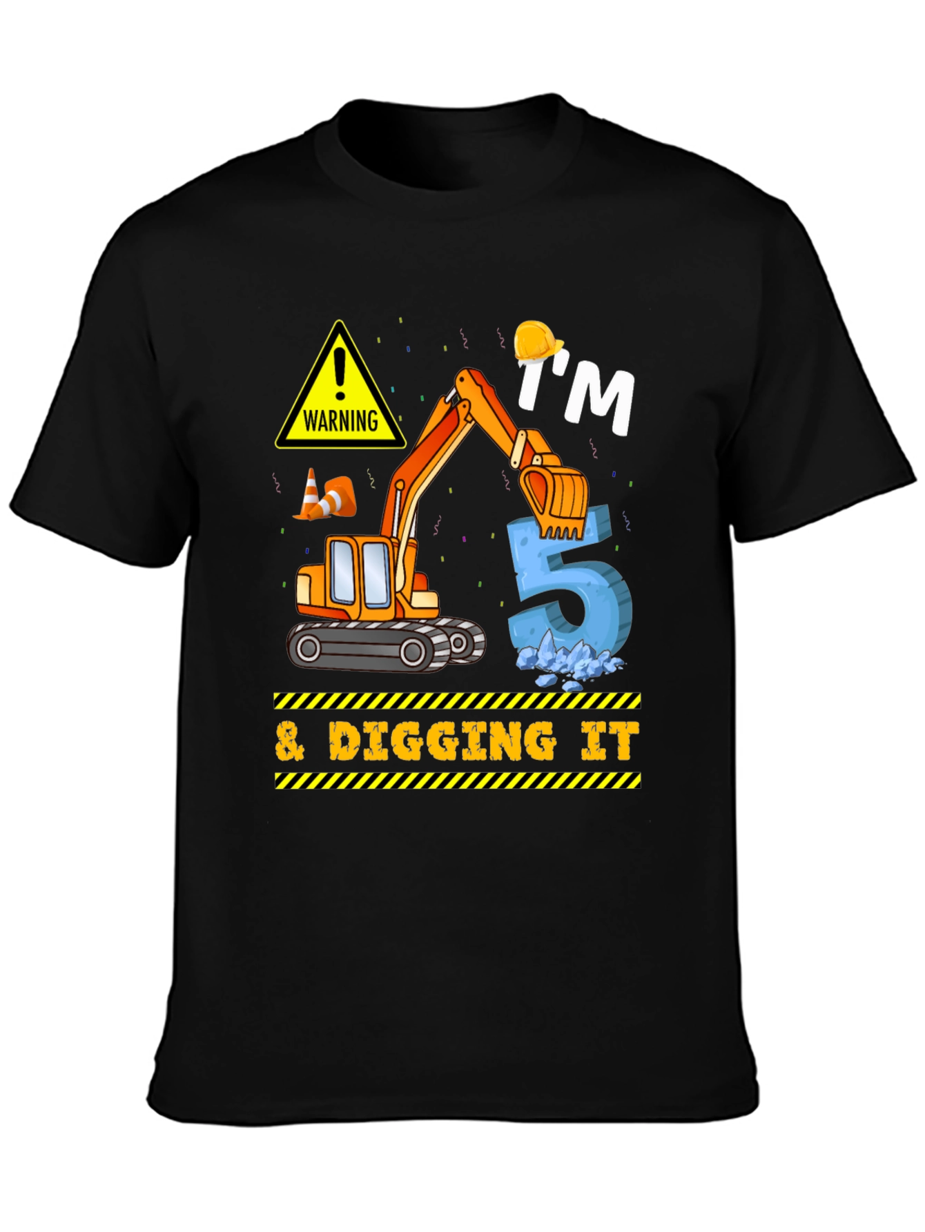 Kids 5th Birthday Excavator T-Shirt