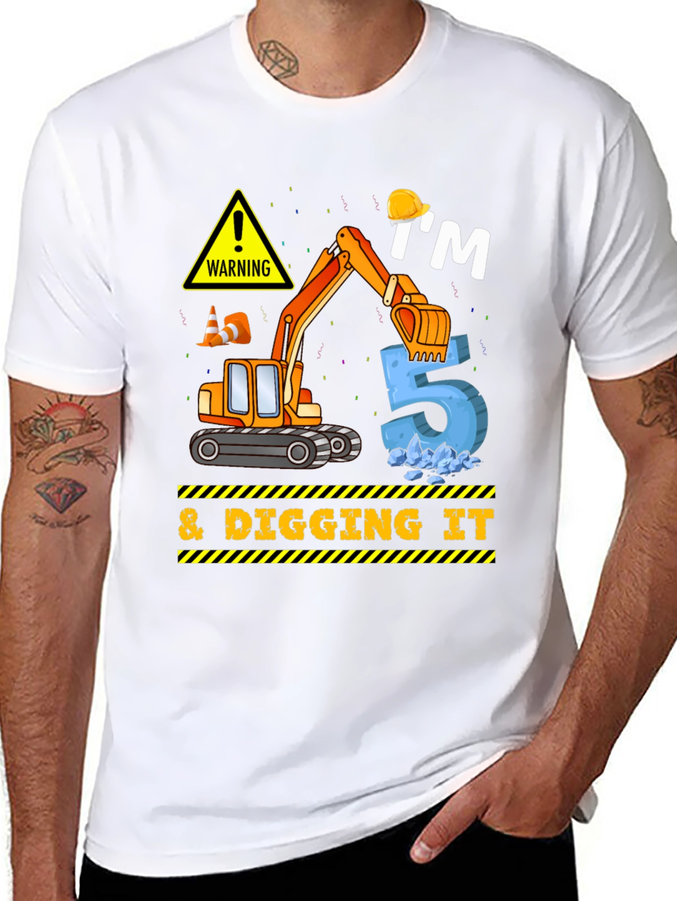 Kids 5th Birthday Excavator T-Shirt