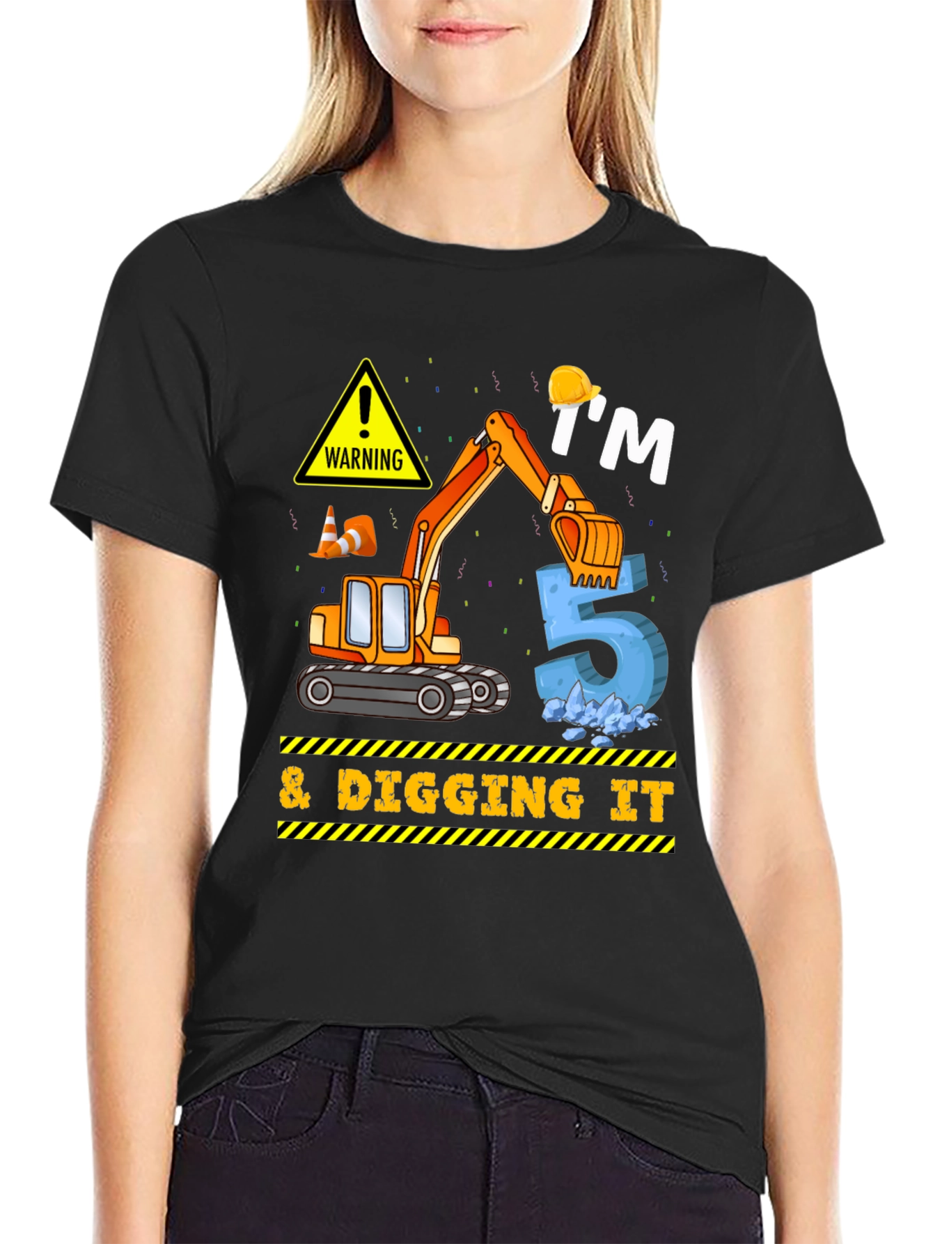 Kids 5th Birthday Excavator T-Shirt
