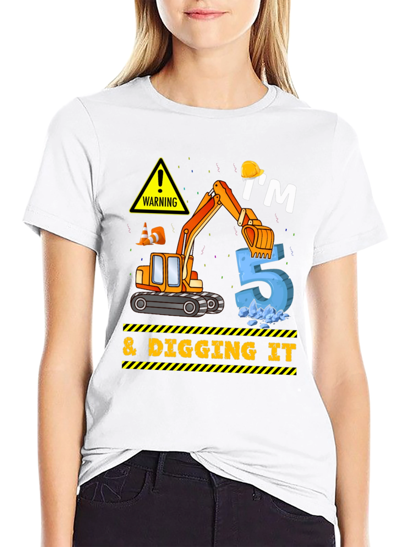 Kids 5th Birthday Excavator T-Shirt
