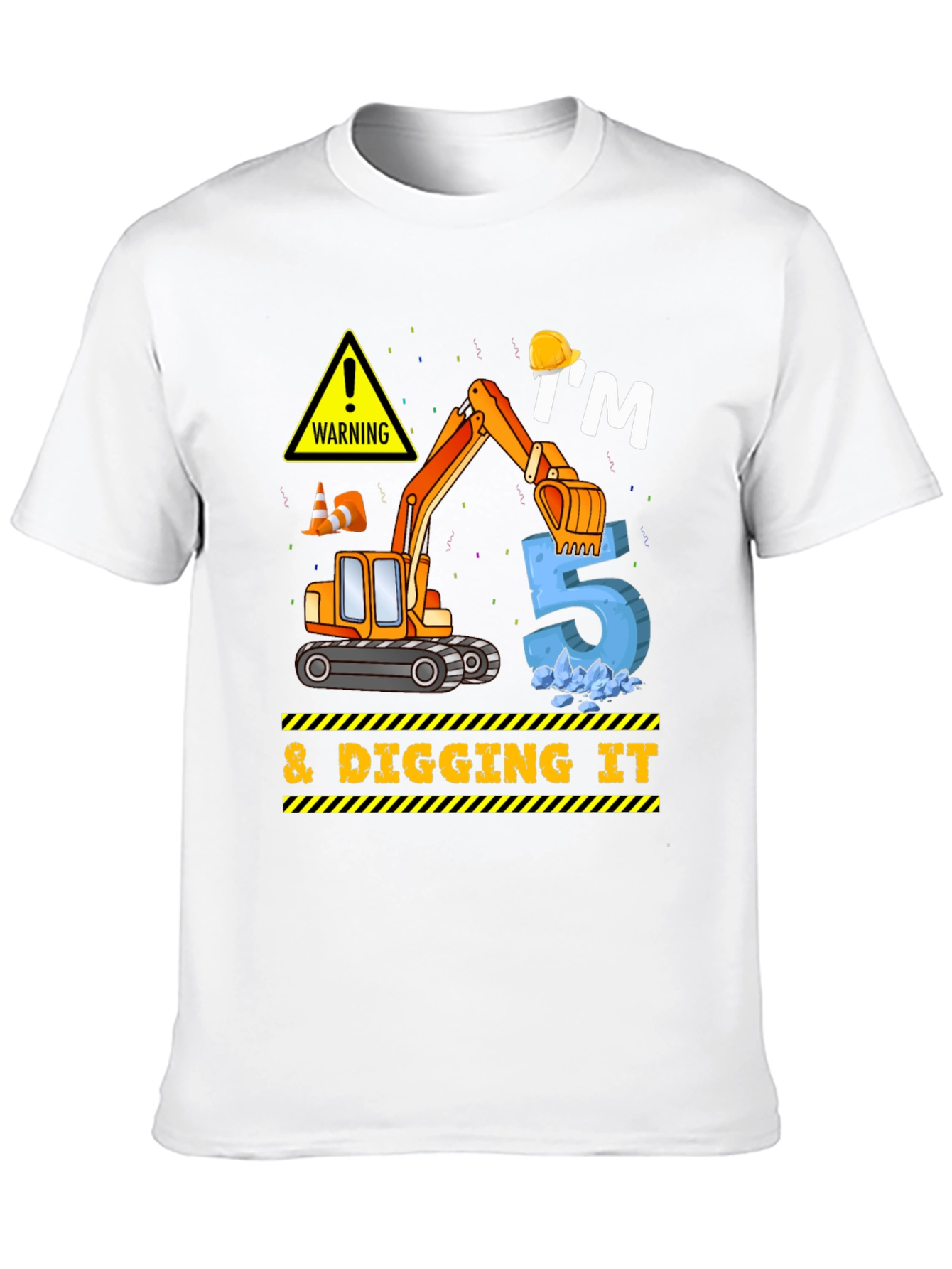 Kids 5th Birthday Excavator T-Shirt