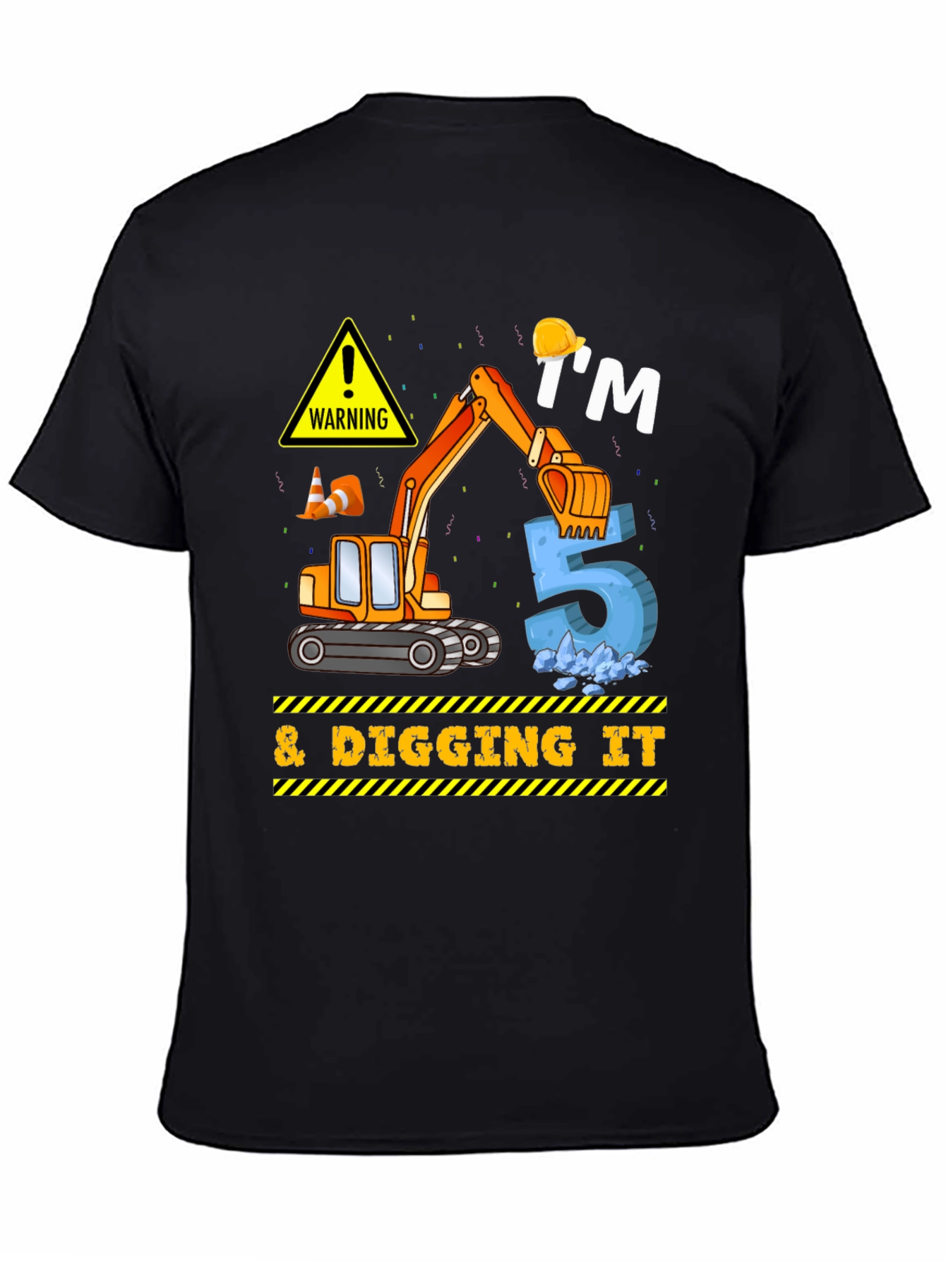 Kids 5th Birthday Excavator T-Shirt