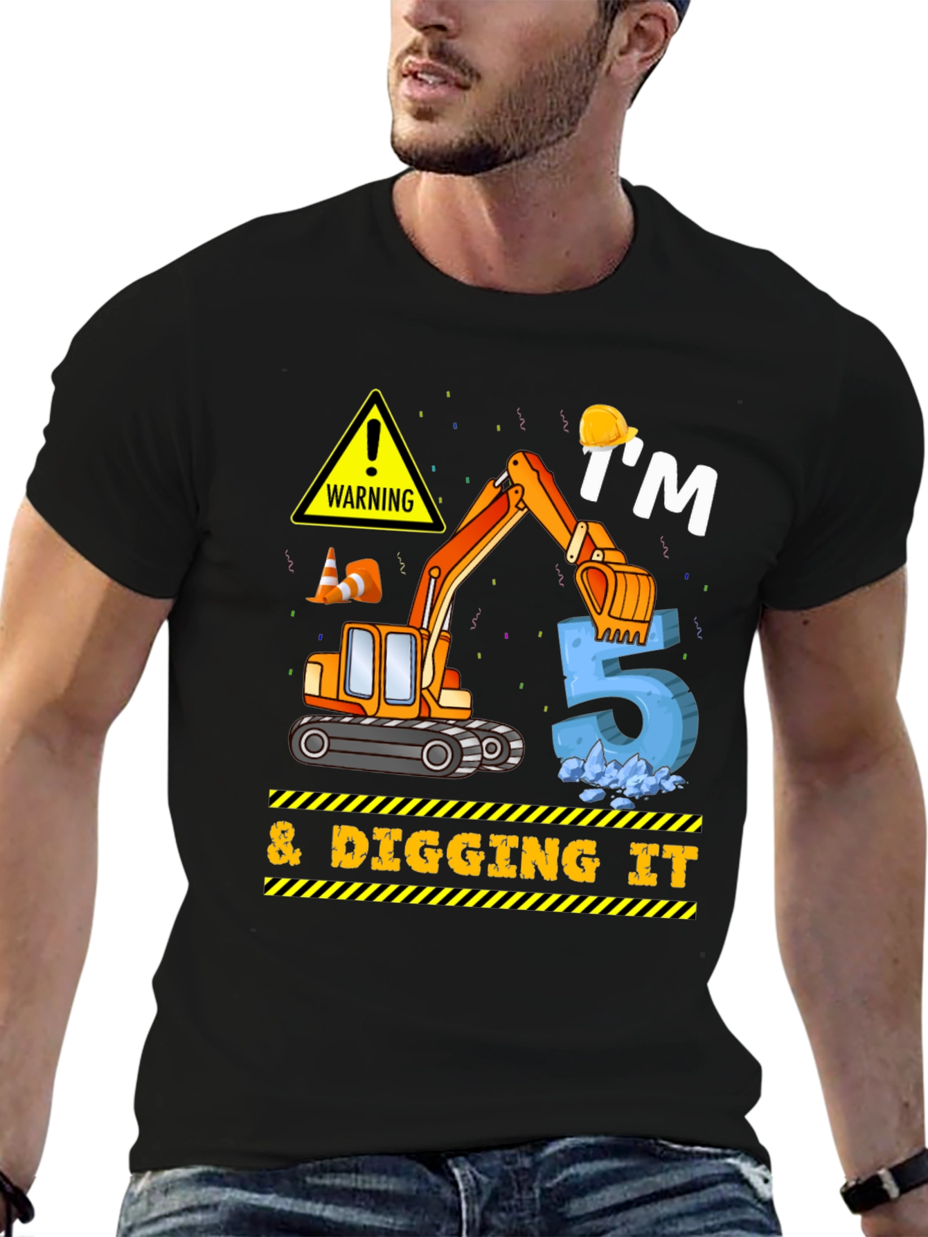 Kids 5th Birthday Excavator T-Shirt