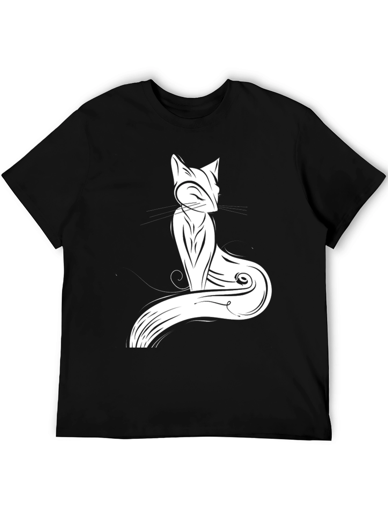 Stylish Cat Graphic Tee - Black