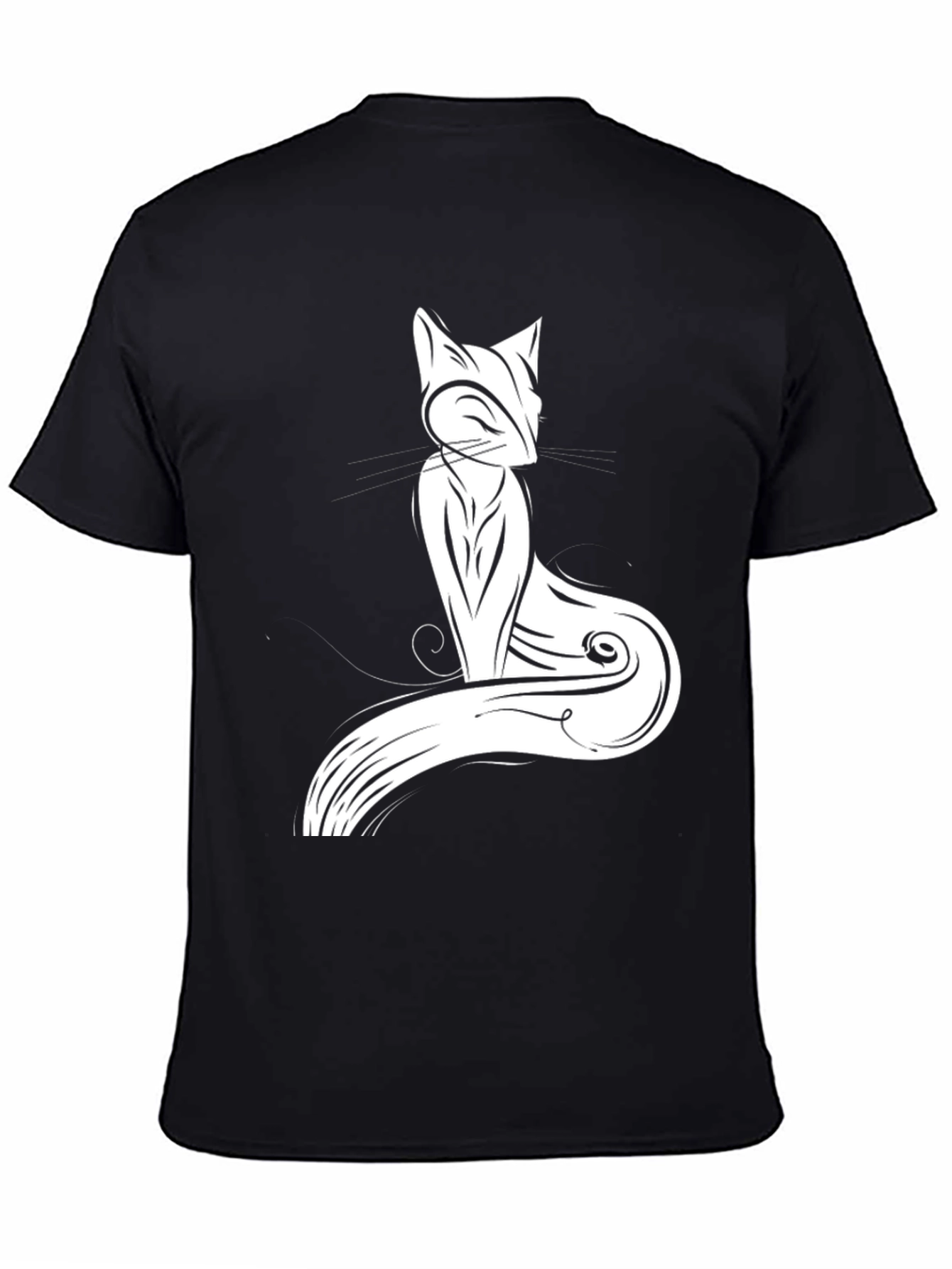 Stylish Cat Graphic Tee - Black