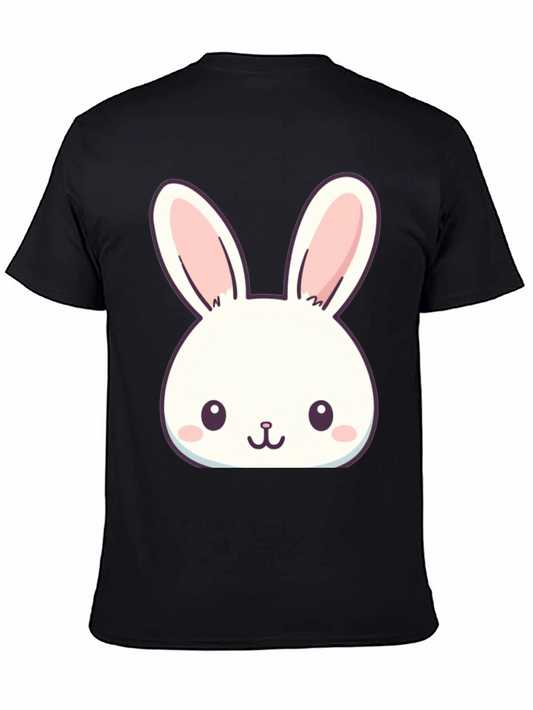 Cute Bunny Graphic T-Shirt - Black Cotton Blend