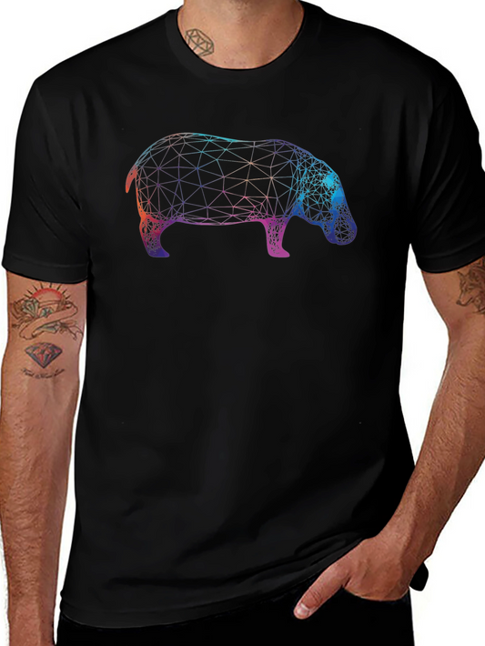 Geometric Hippo Graphic T-Shirt