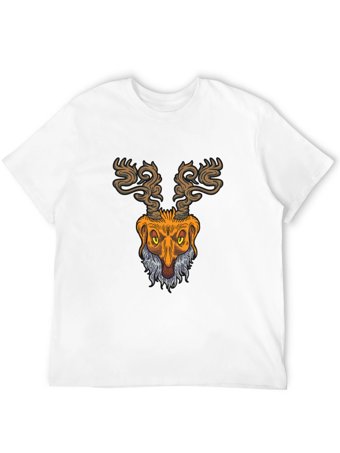 Unique Deer Head Graphic Print Black T-Shirt