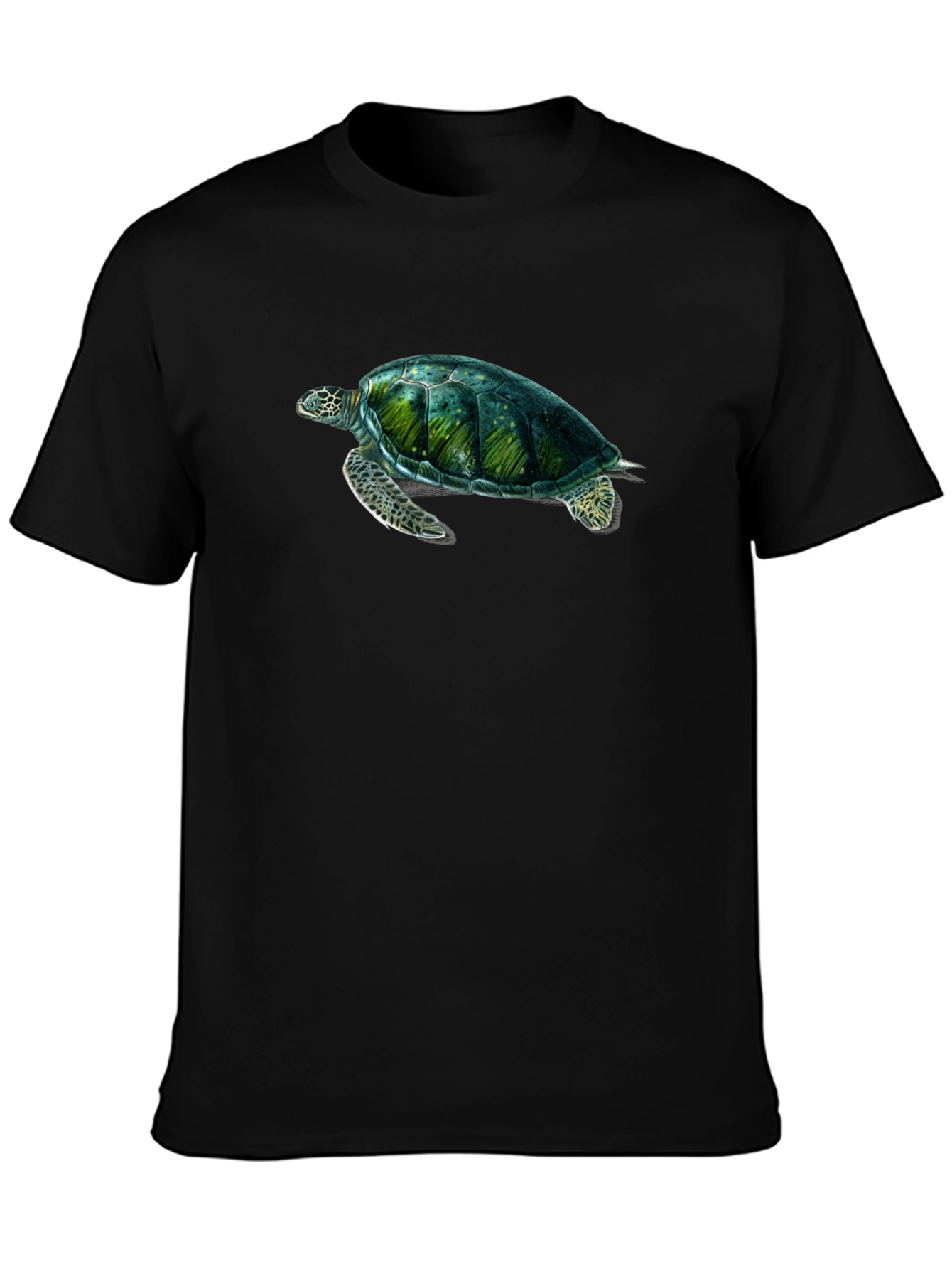 Sea Turtle Graphic Print Black T-Shirt
