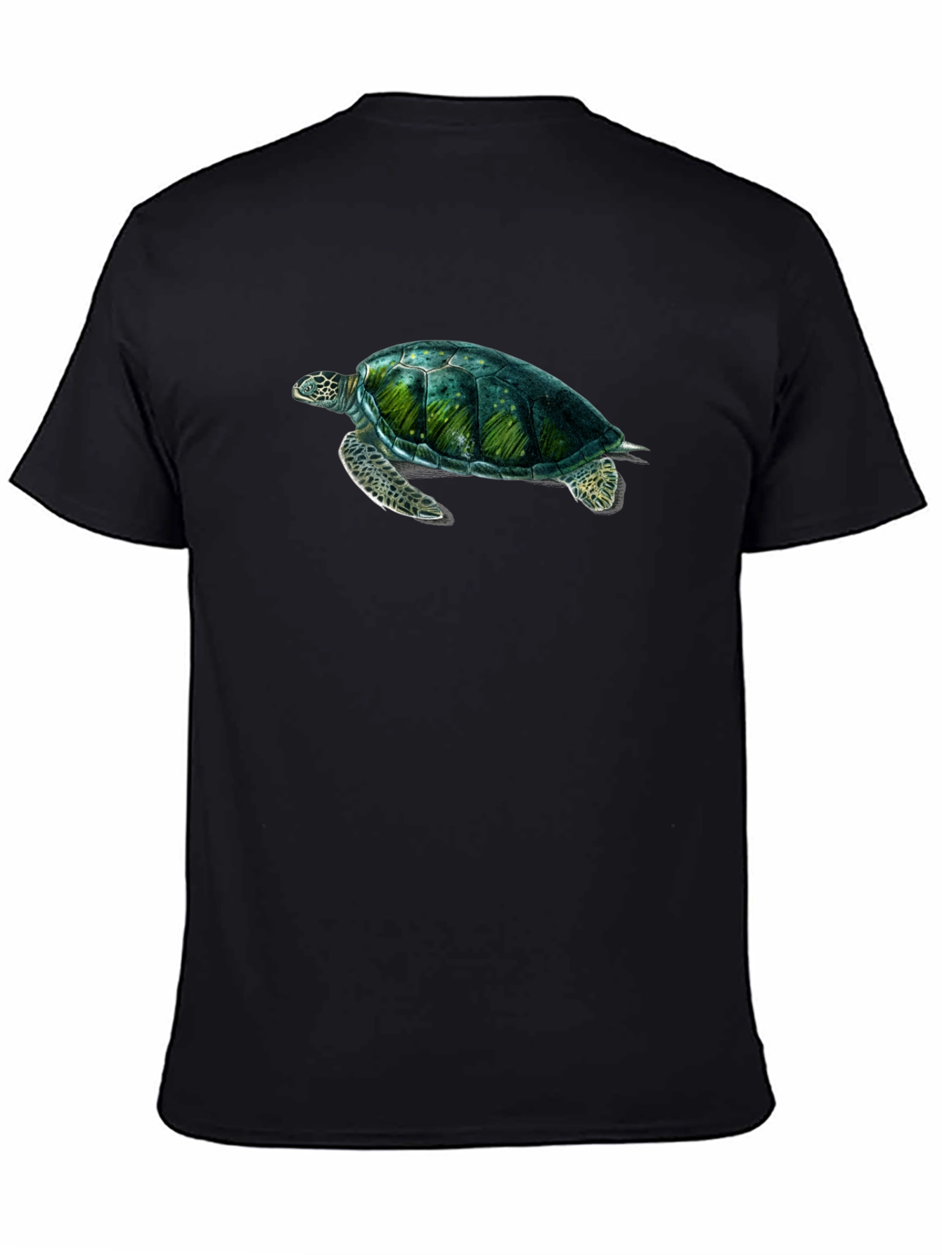 Sea Turtle Graphic Print Black T-Shirt