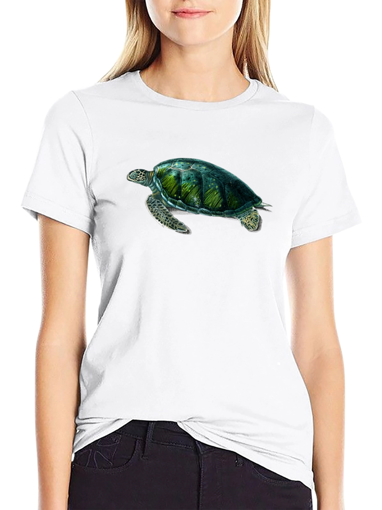 Sea Turtle Graphic Print Black T-Shirt