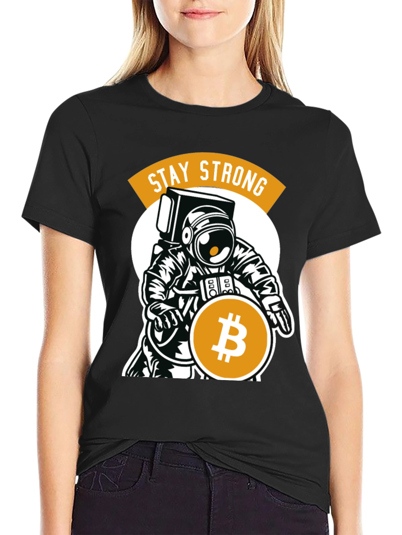 Stay Strong Bitcoin Astronaut Graphic T-Shirt