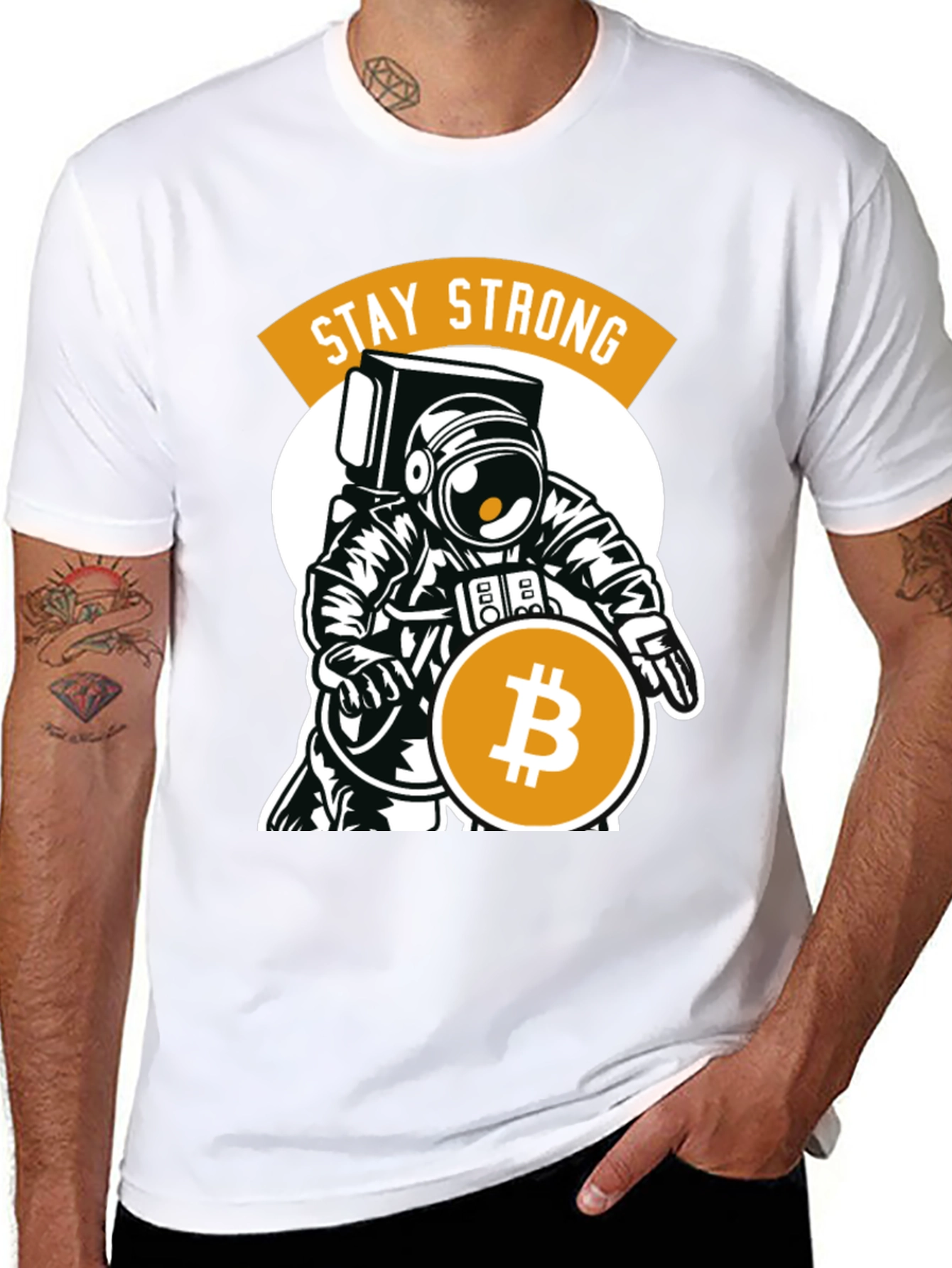 Stay Strong Bitcoin Astronaut Graphic T-Shirt