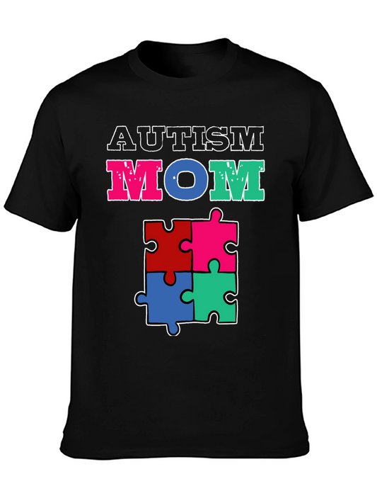 Autism Mom Puzzle Piece Graphic T-Shirt