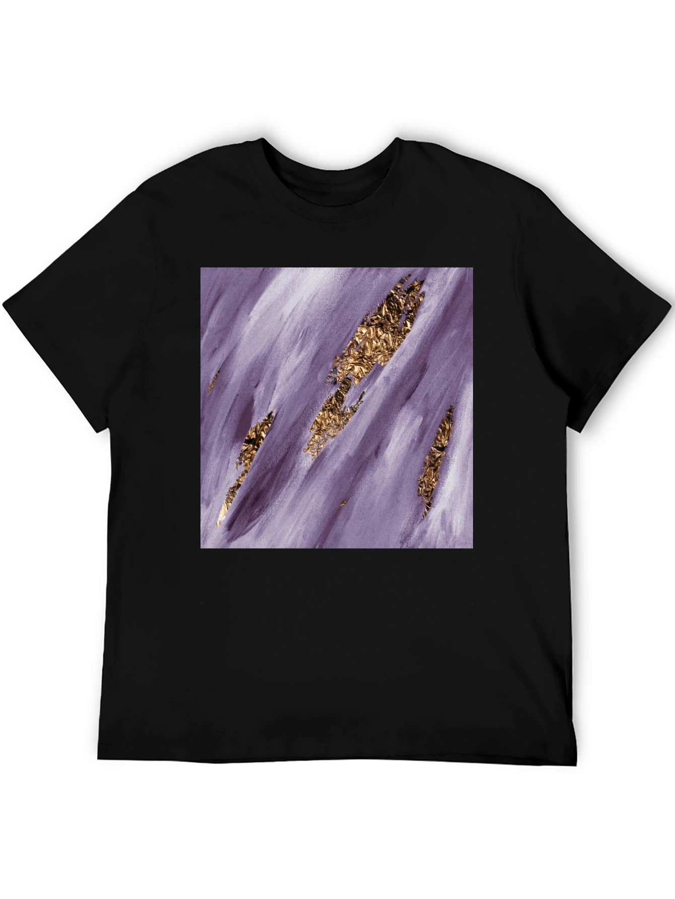 Abstract Gold Foil Art Black T-Shirt