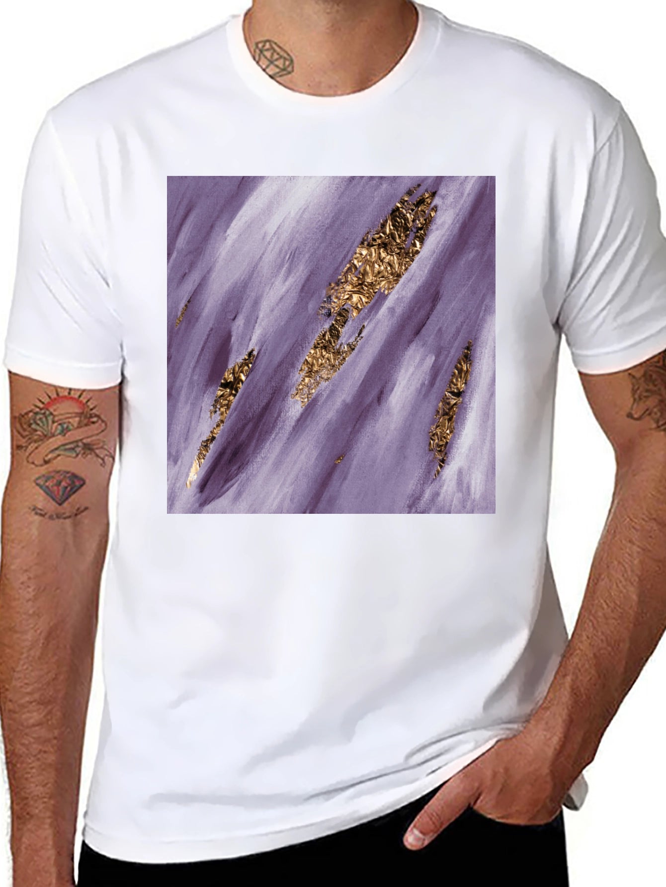Abstract Gold Foil Art Black T-Shirt