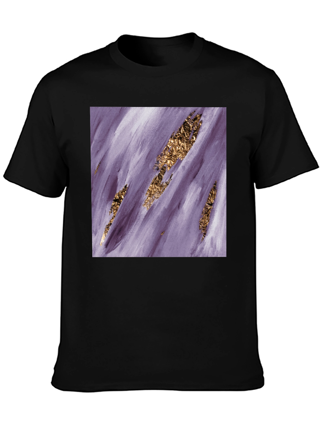 Abstract Gold Foil Art Black T-Shirt