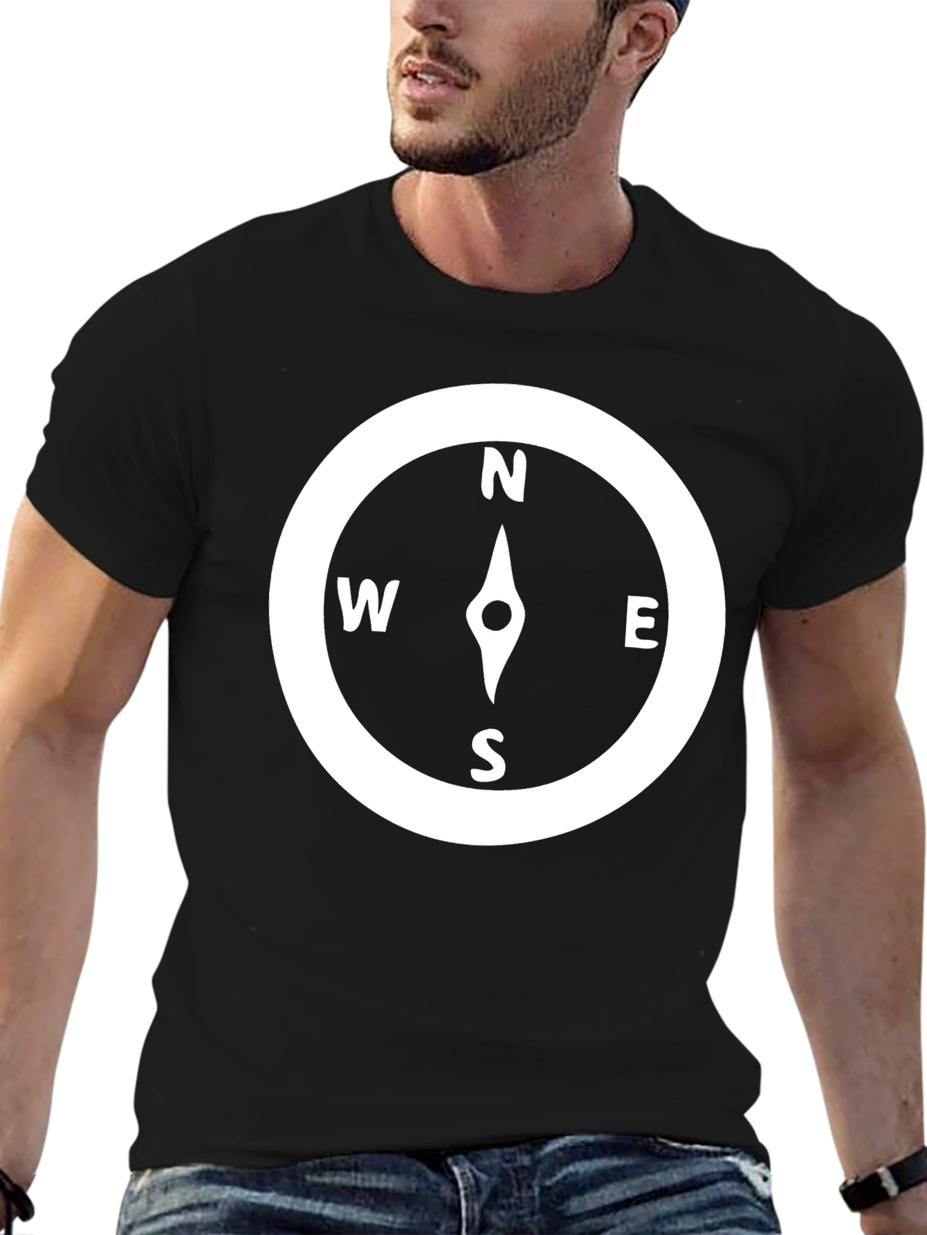 Compass Graphic Black T-Shirt - Navigate Your Style!