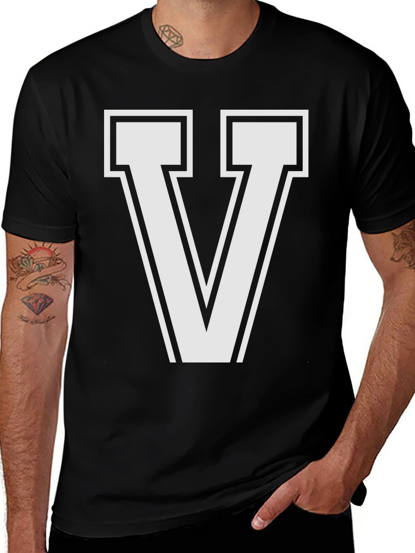 Letter V T-Shirt - Stylish Graphic Tee