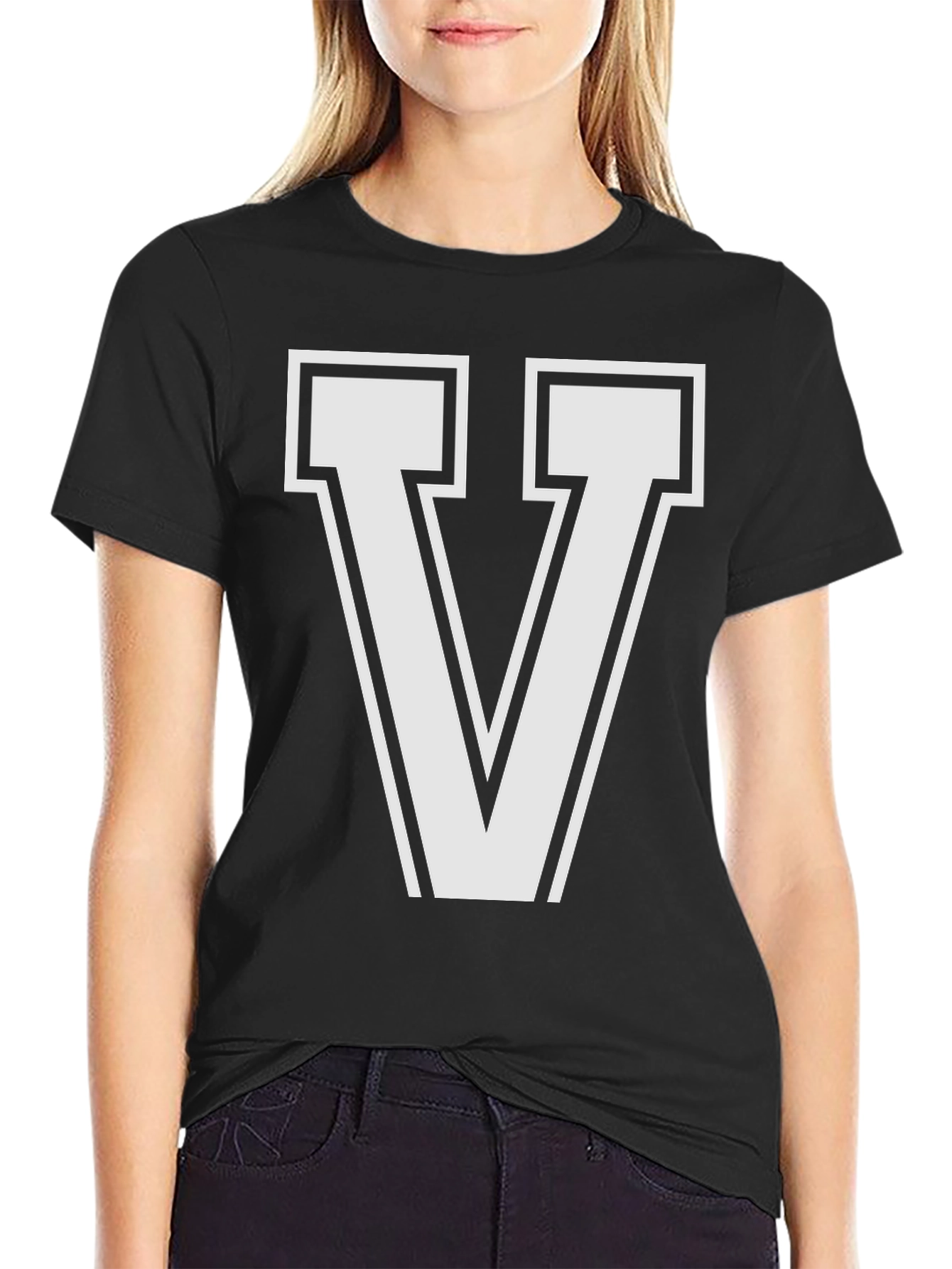 Letter V T-Shirt - Stylish Graphic Tee
