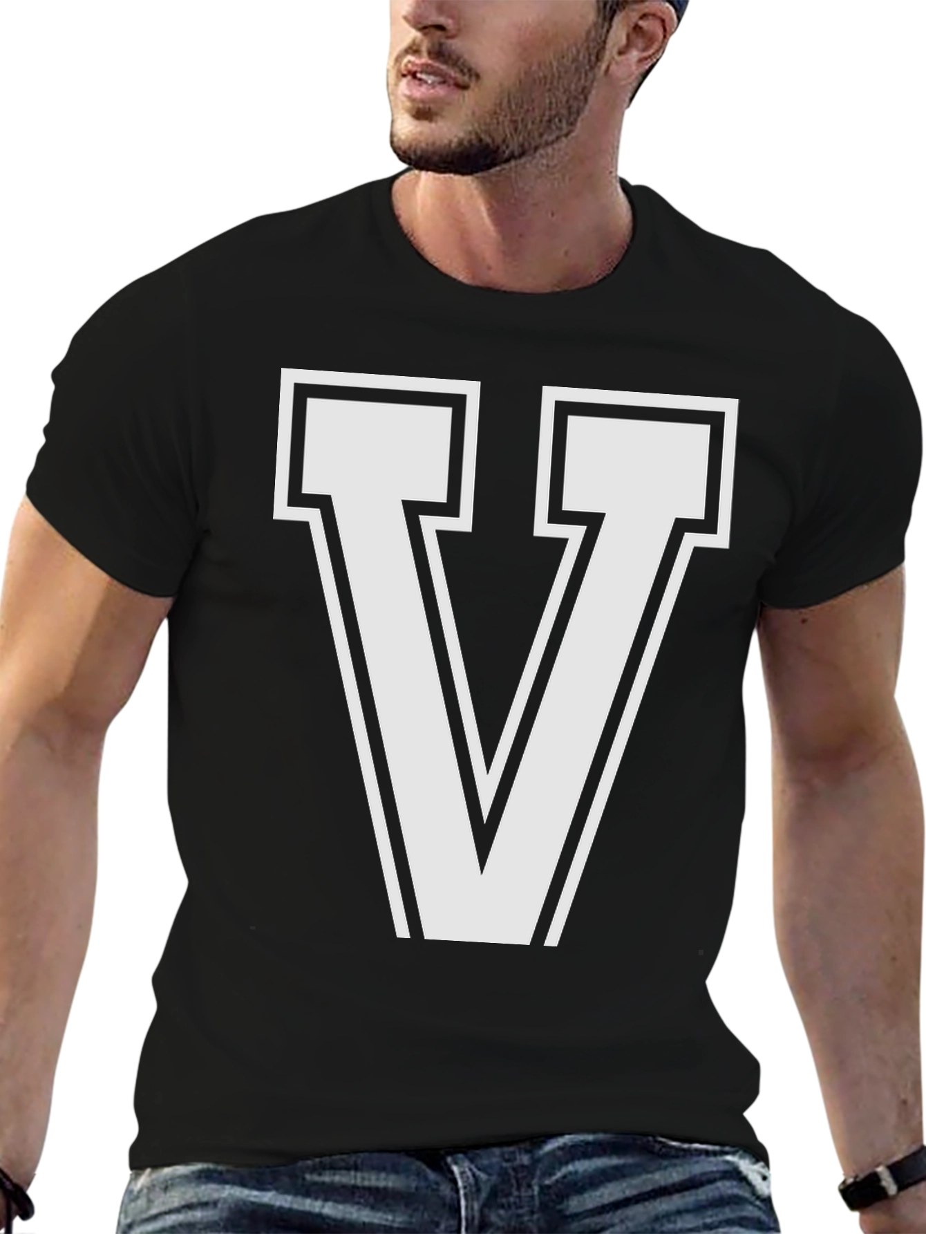 Letter V T-Shirt - Stylish Graphic Tee