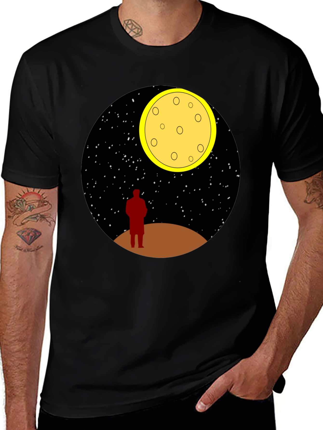Man on the Moon Graphic Tee - Black