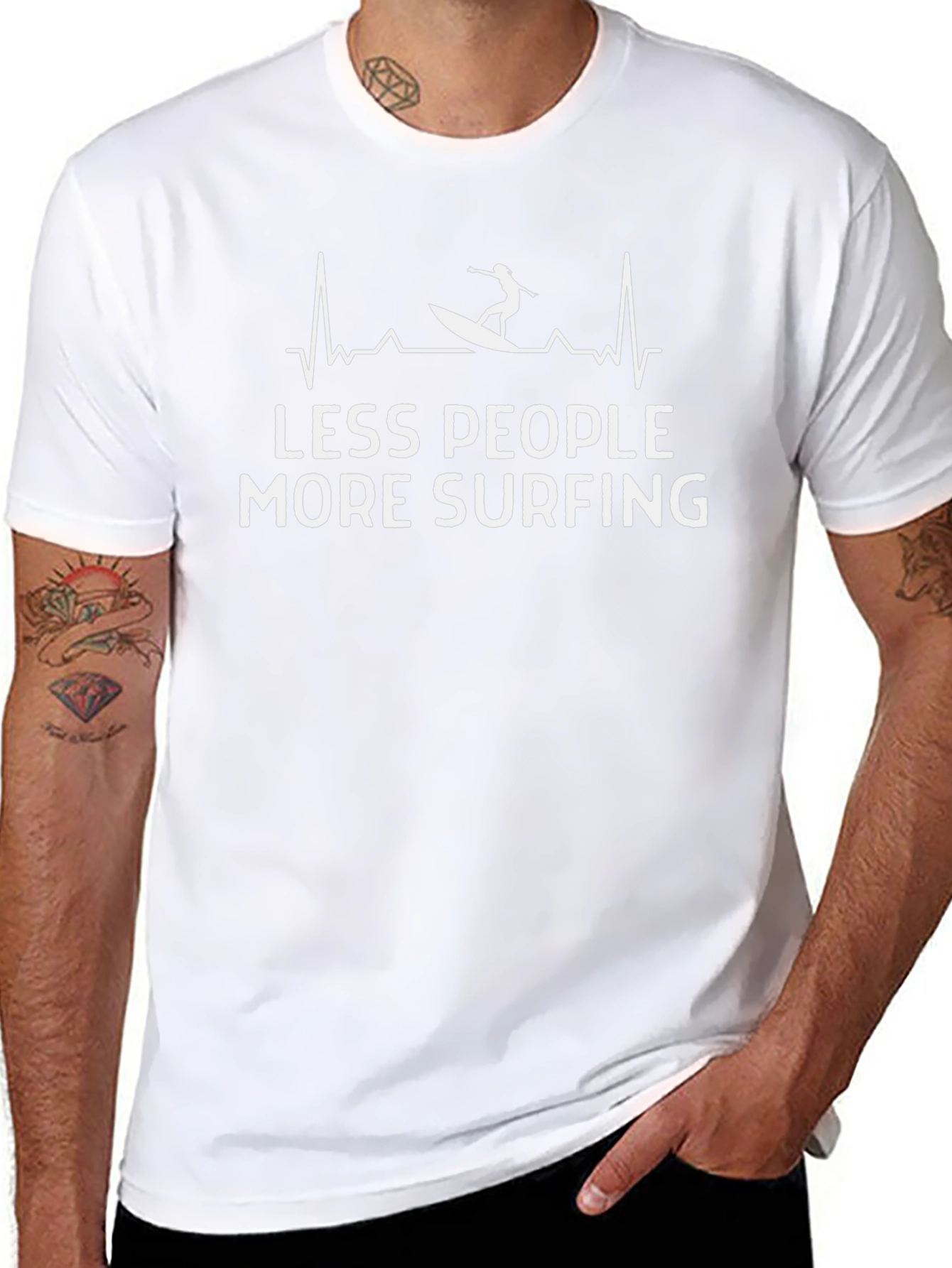 Less People More Surfing Black Graphic T-Shirt