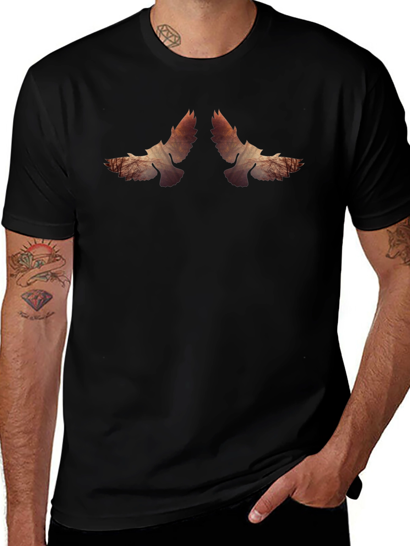 Abstract Dove Silhouette Graphic T-Shirt