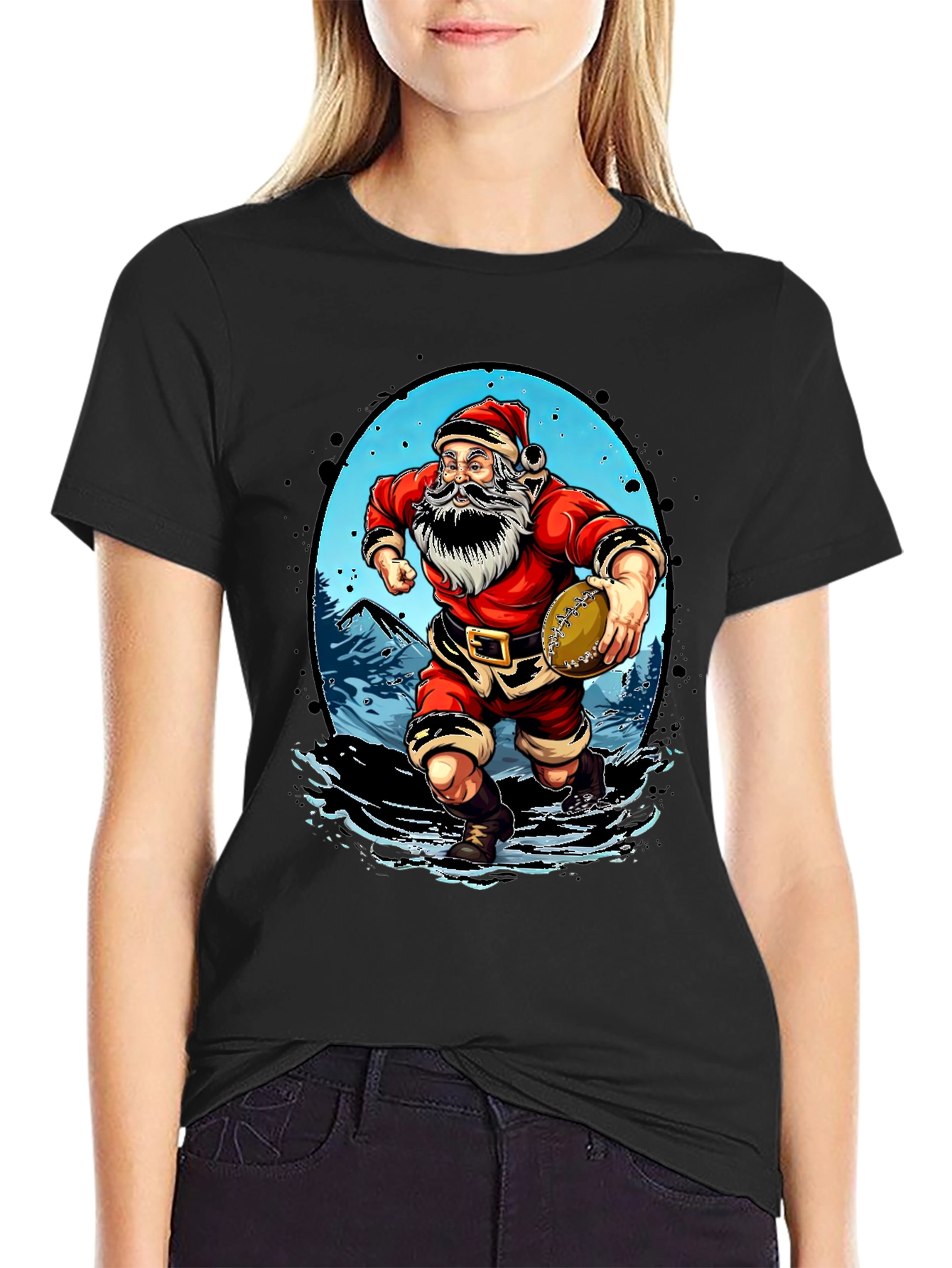Santa Rugby T-Shirt - Christmas Sports Tee