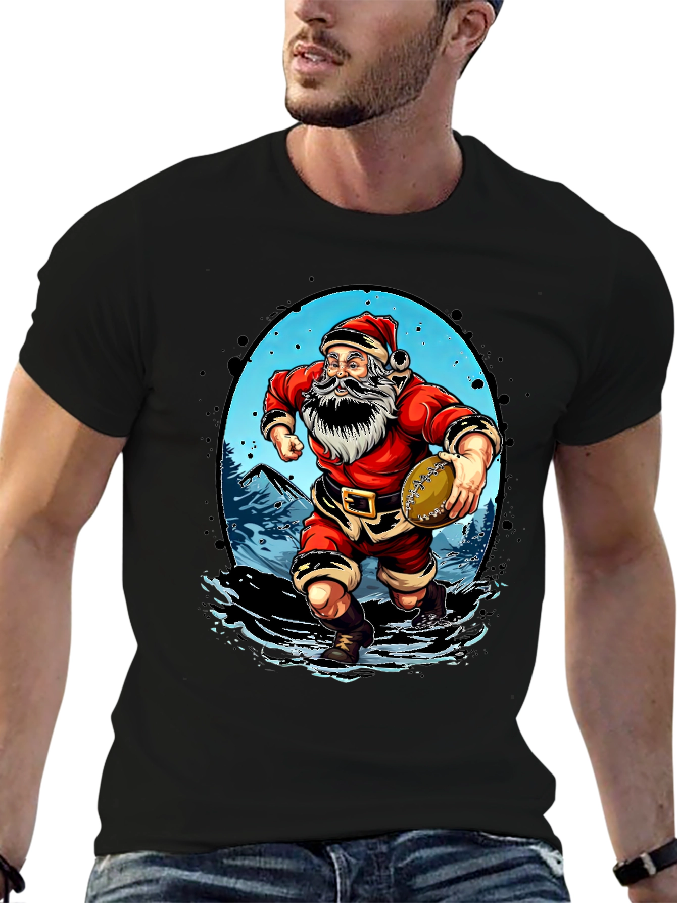 Santa Rugby T-Shirt - Christmas Sports Tee