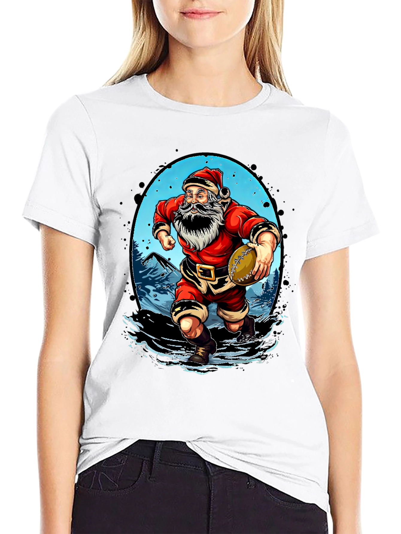 Santa Rugby T-Shirt - Christmas Sports Tee