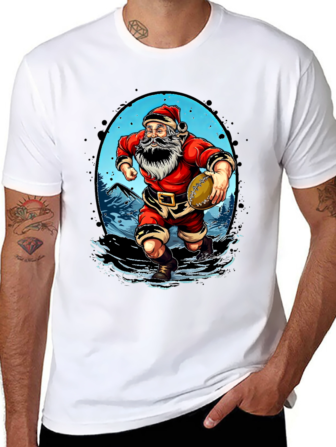Santa Rugby T-Shirt - Christmas Sports Tee