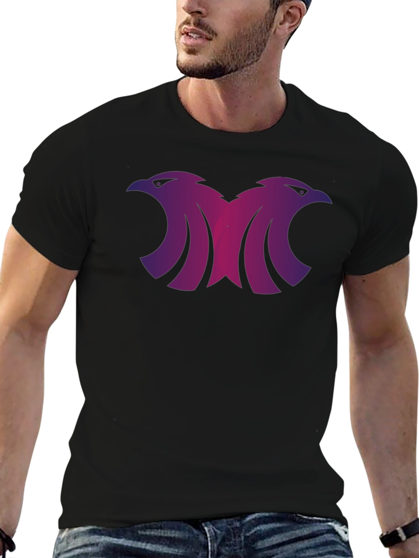 Black Tee with Double Eagle Graphic