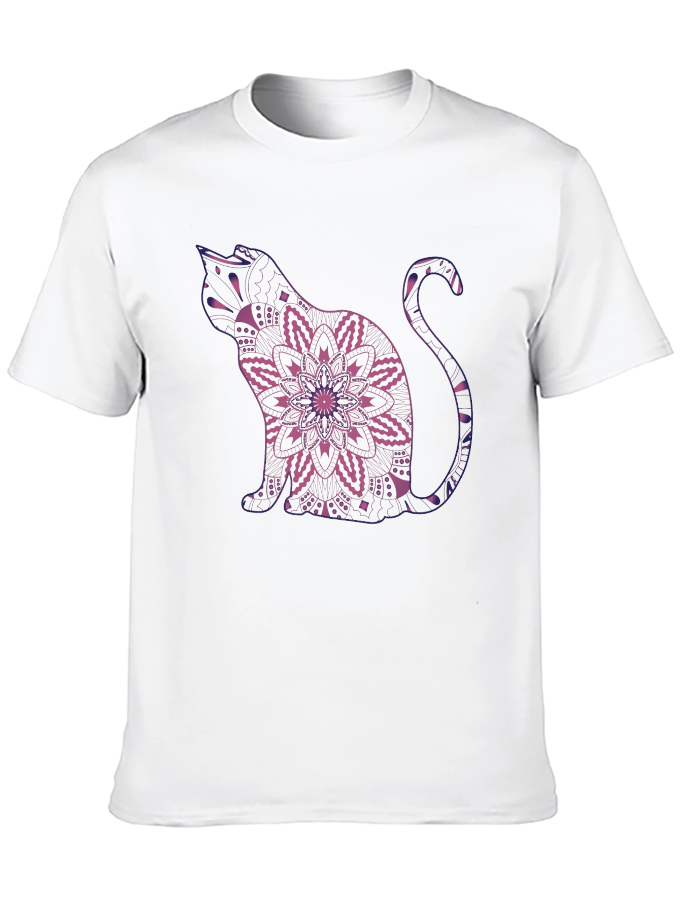Mystic Cat Mandala Graphic Tee - Black Cotton Blend